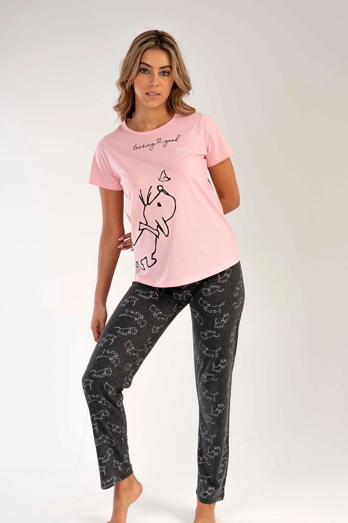 C&City Kısa Kol Pijama Takım Pembe-441023