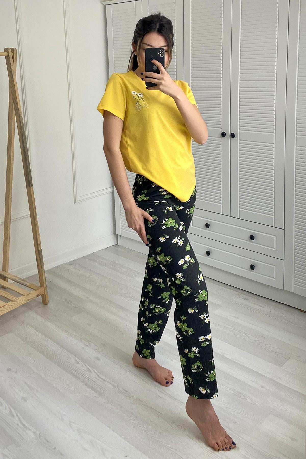 C&City Kısa Kol Pijama Takım Sarı-441002