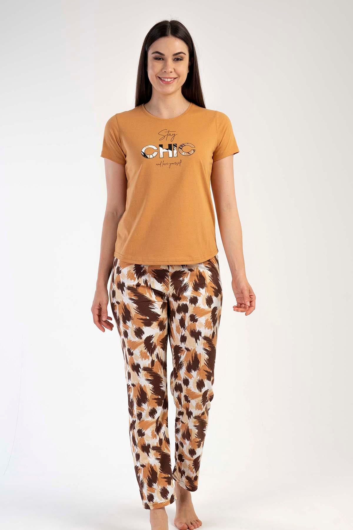 C&City Kısa Kol Pijama Takım Sütlü Kahve-441018