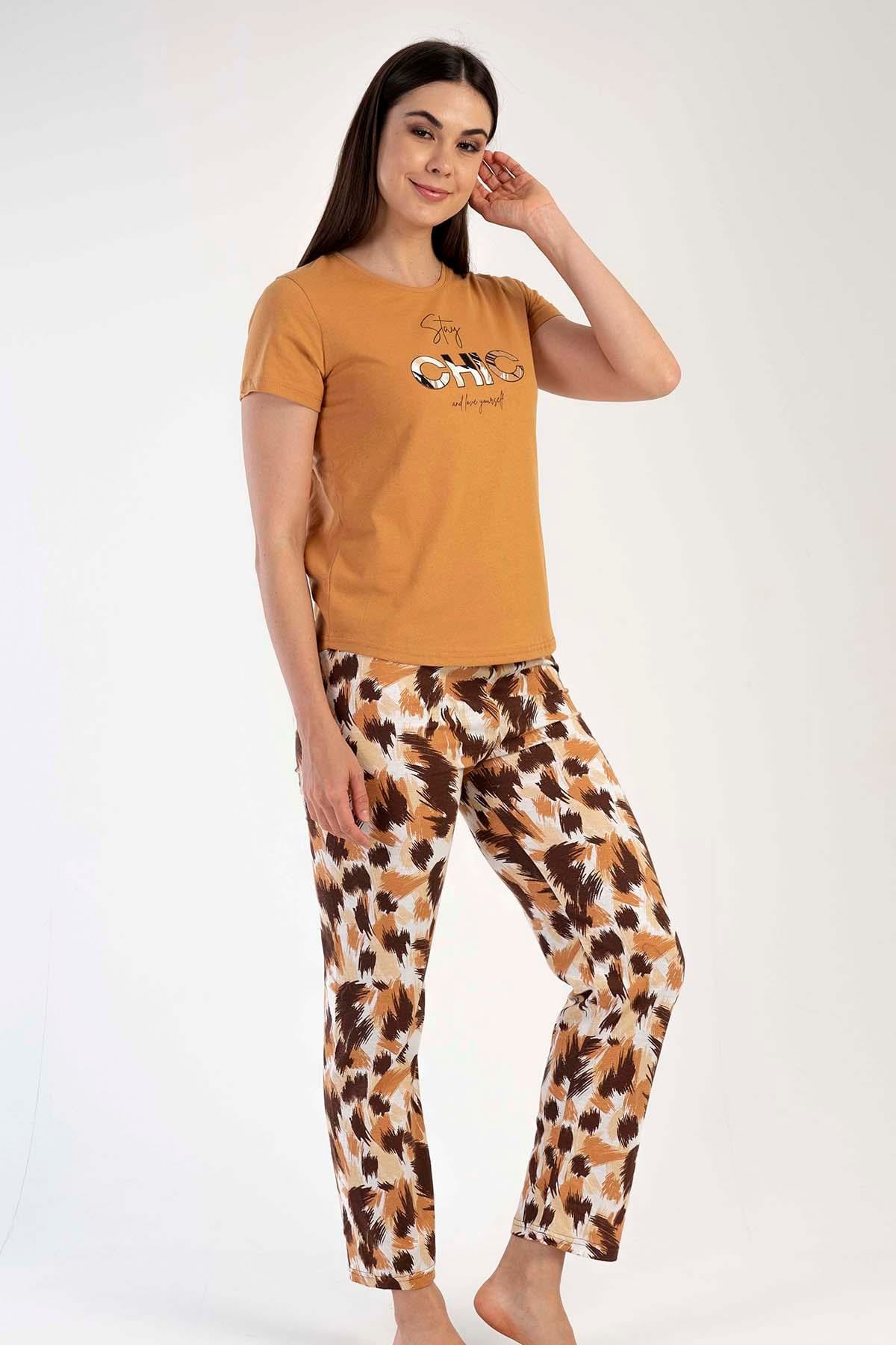 C&City Kısa Kol Pijama Takım Sütlü Kahve-441018