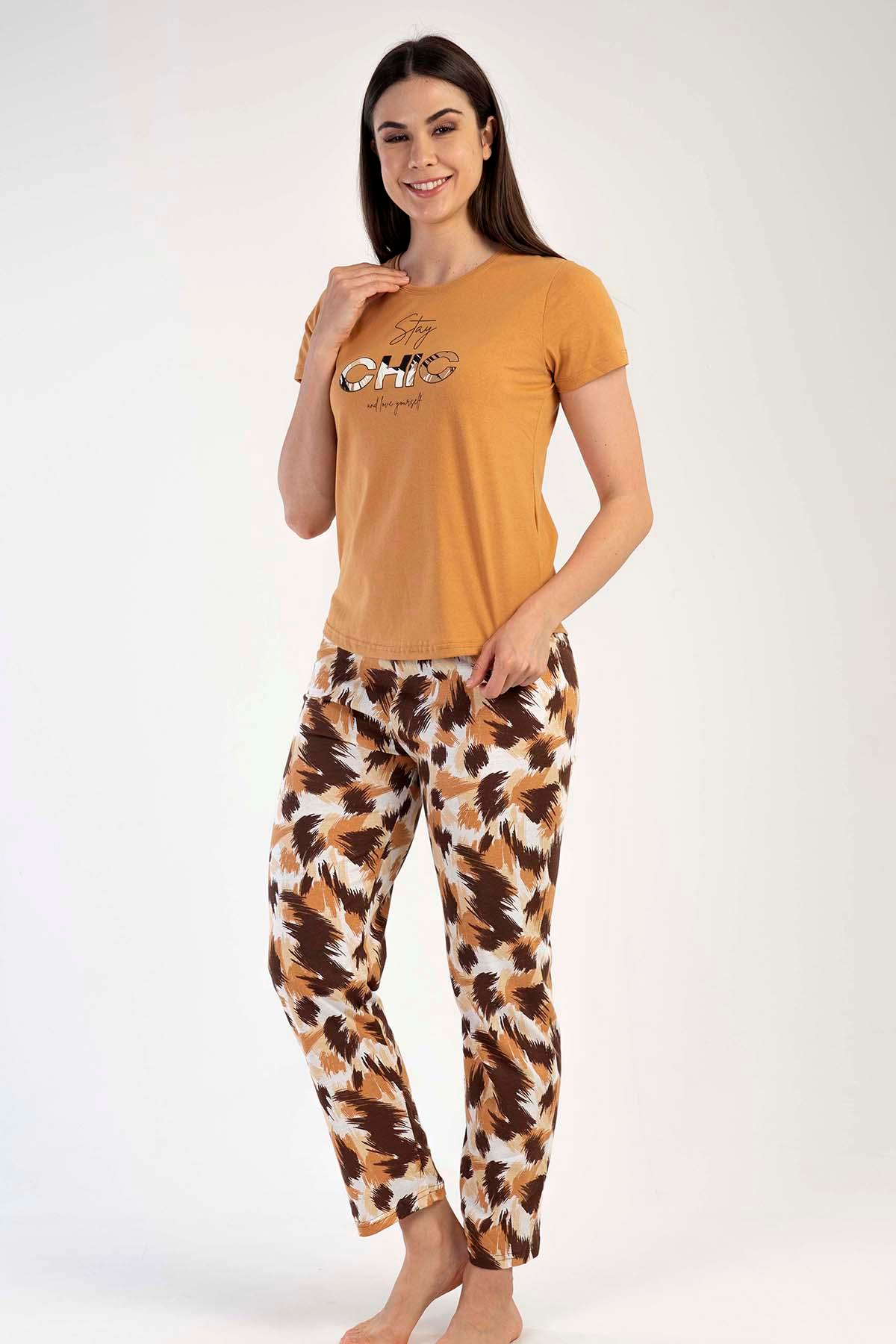 C&City Kısa Kol Pijama Takım Sütlü Kahve-441018