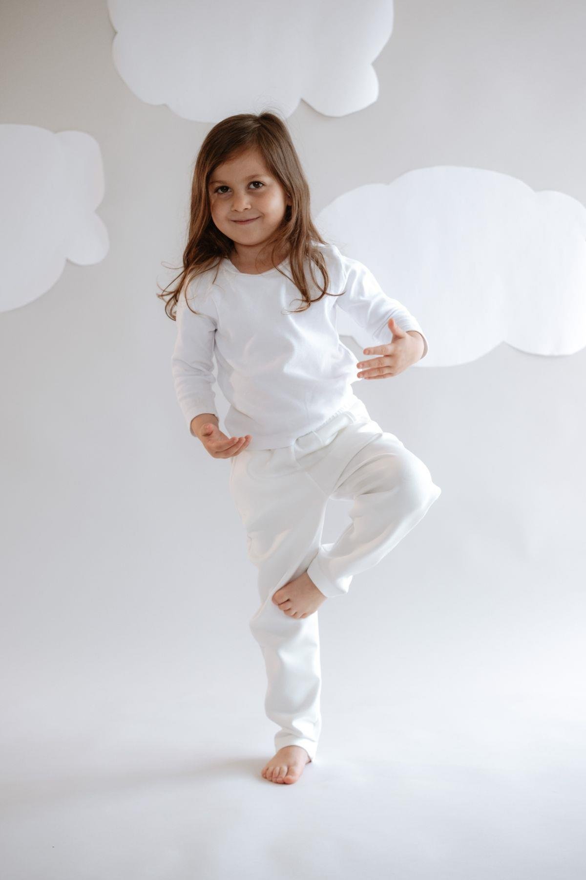 C&City Kız Çocuk Düz Paça Eşofman Altı 870 Ekru