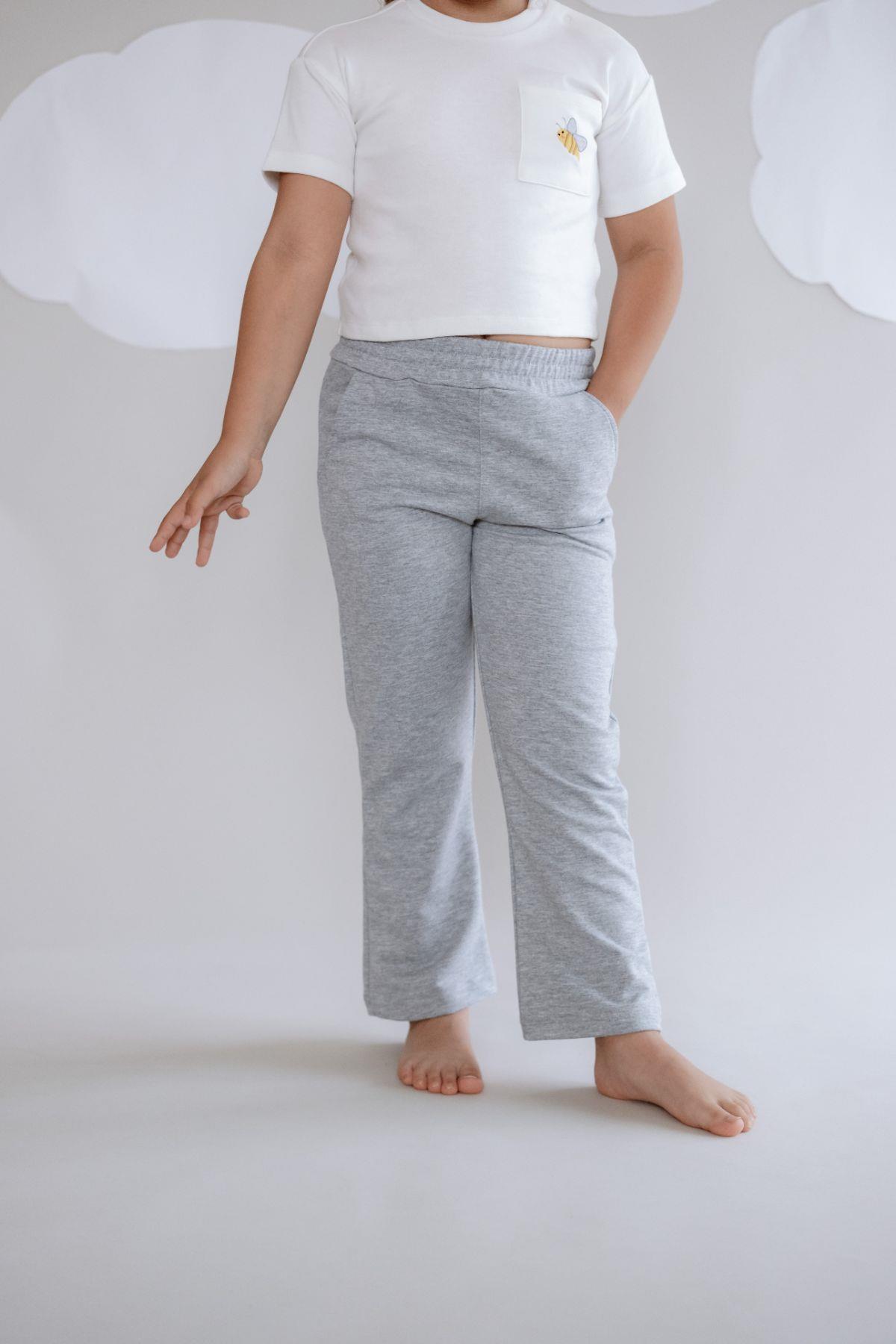 C&City Kız Çocuk İspanyol Paça Eşofman Altı 761 Gri