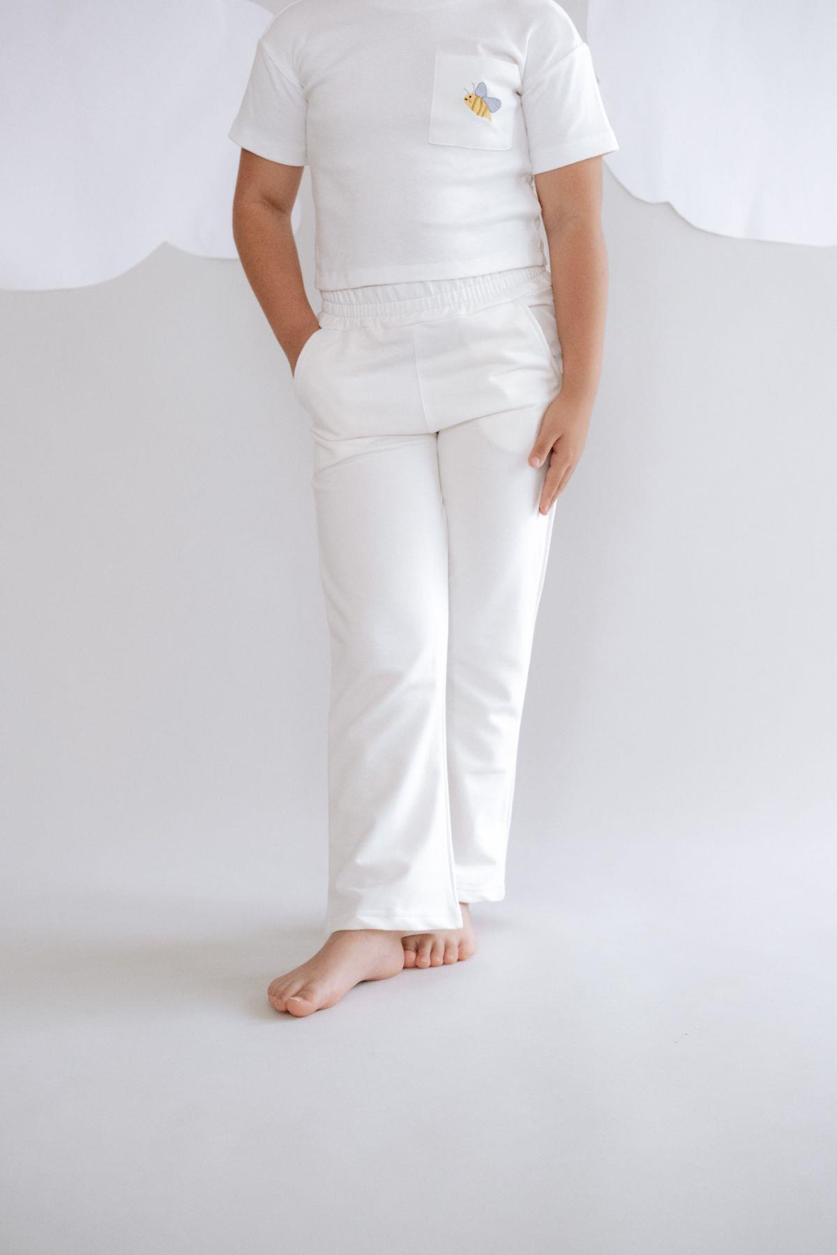 C&City Kız Çocuk İspanyol Paça Eşofman Altı 761 Ekru