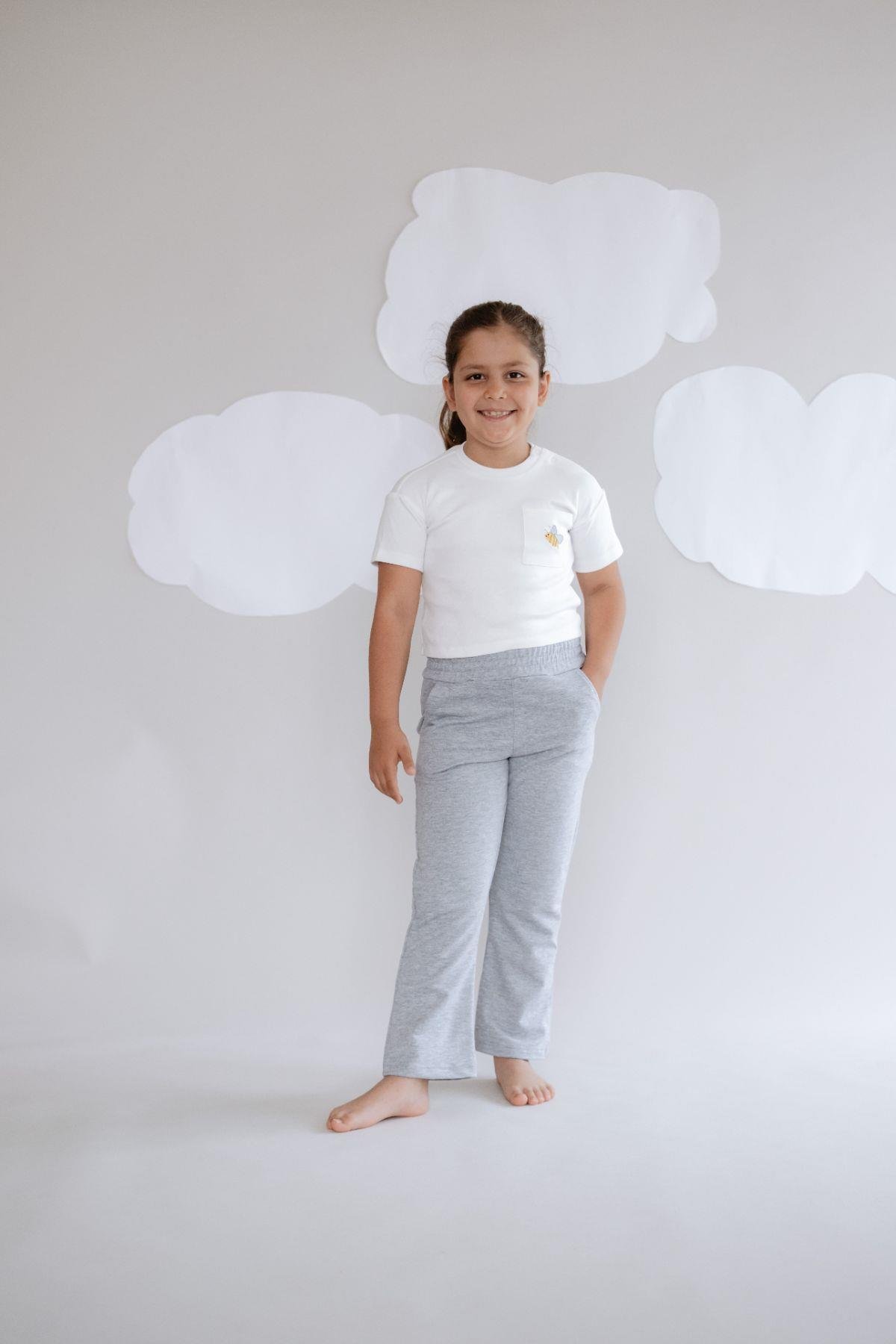 C&City Kız Çocuk İspanyol Paça Eşofman Altı 761 Gri