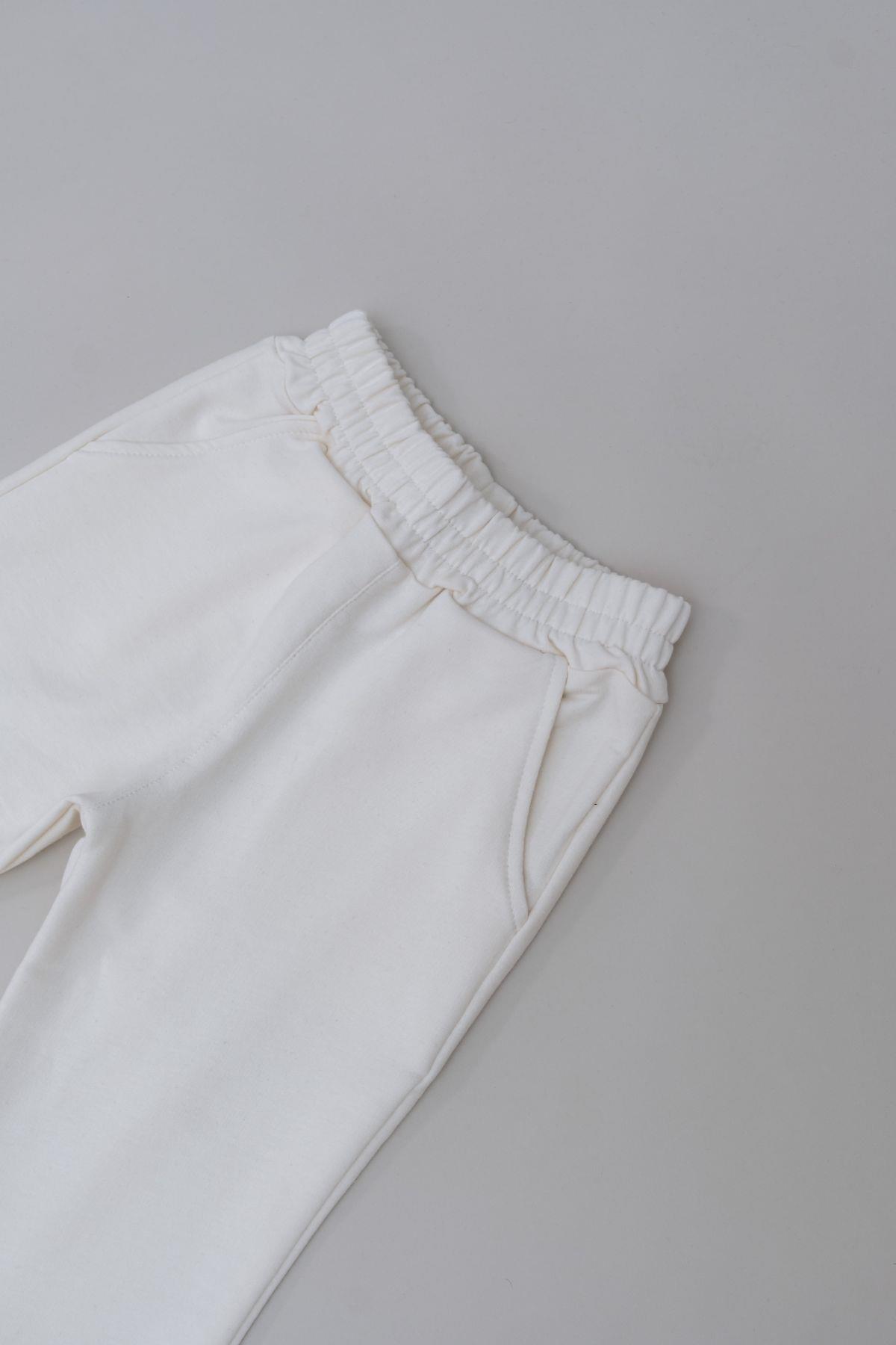 C&City Kız Çocuk İspanyol Paça Eşofman Altı 761 Ekru