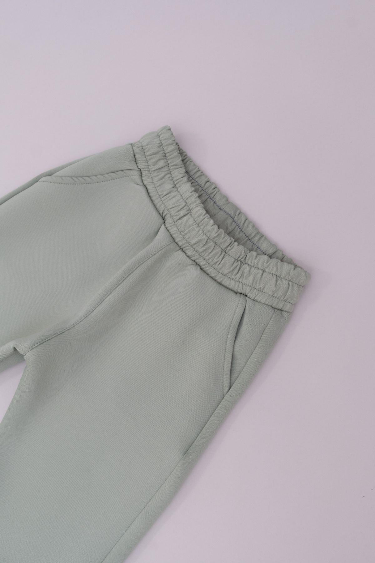 C&City Kız Çocuk Manşetli Paça Eşofman Altı 871 Fıstık Yeşil