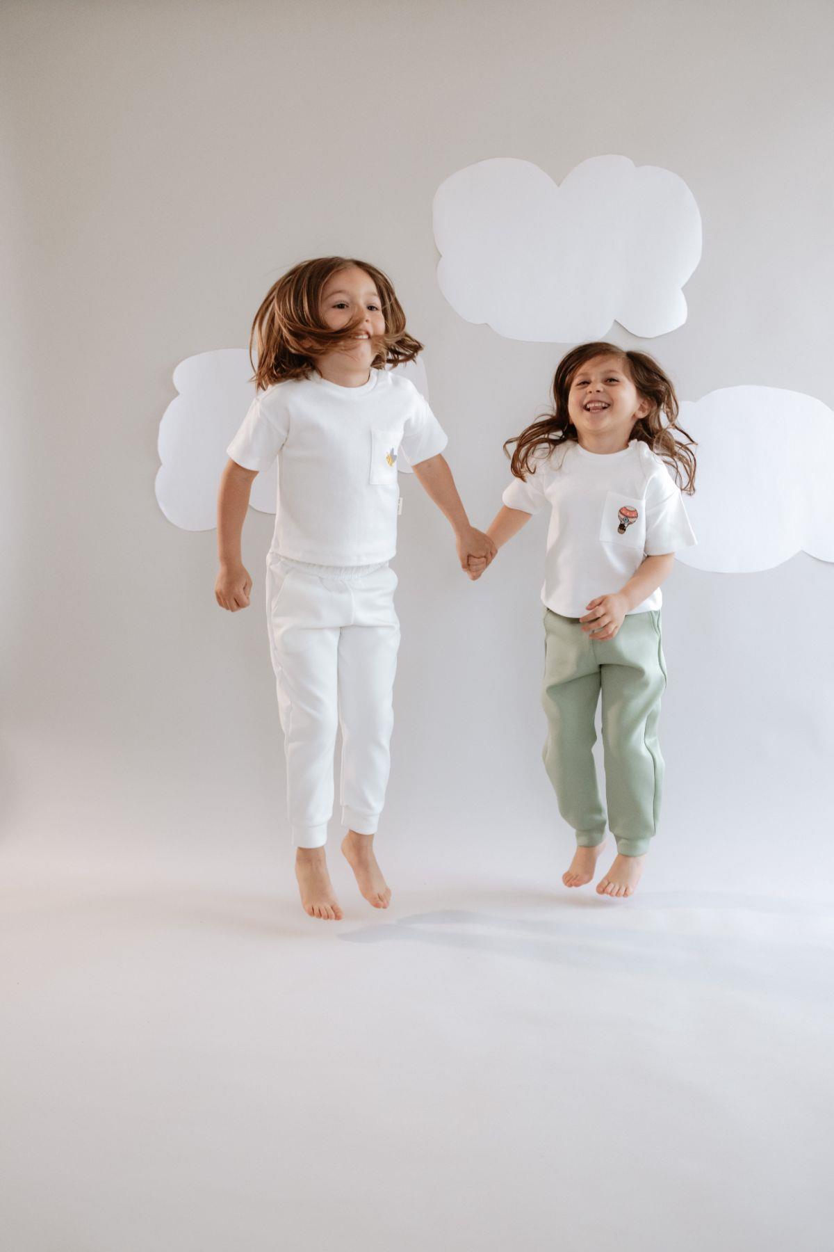 C&City Kız Çocuk Manşetli Paça Eşofman Altı 871 Ekru