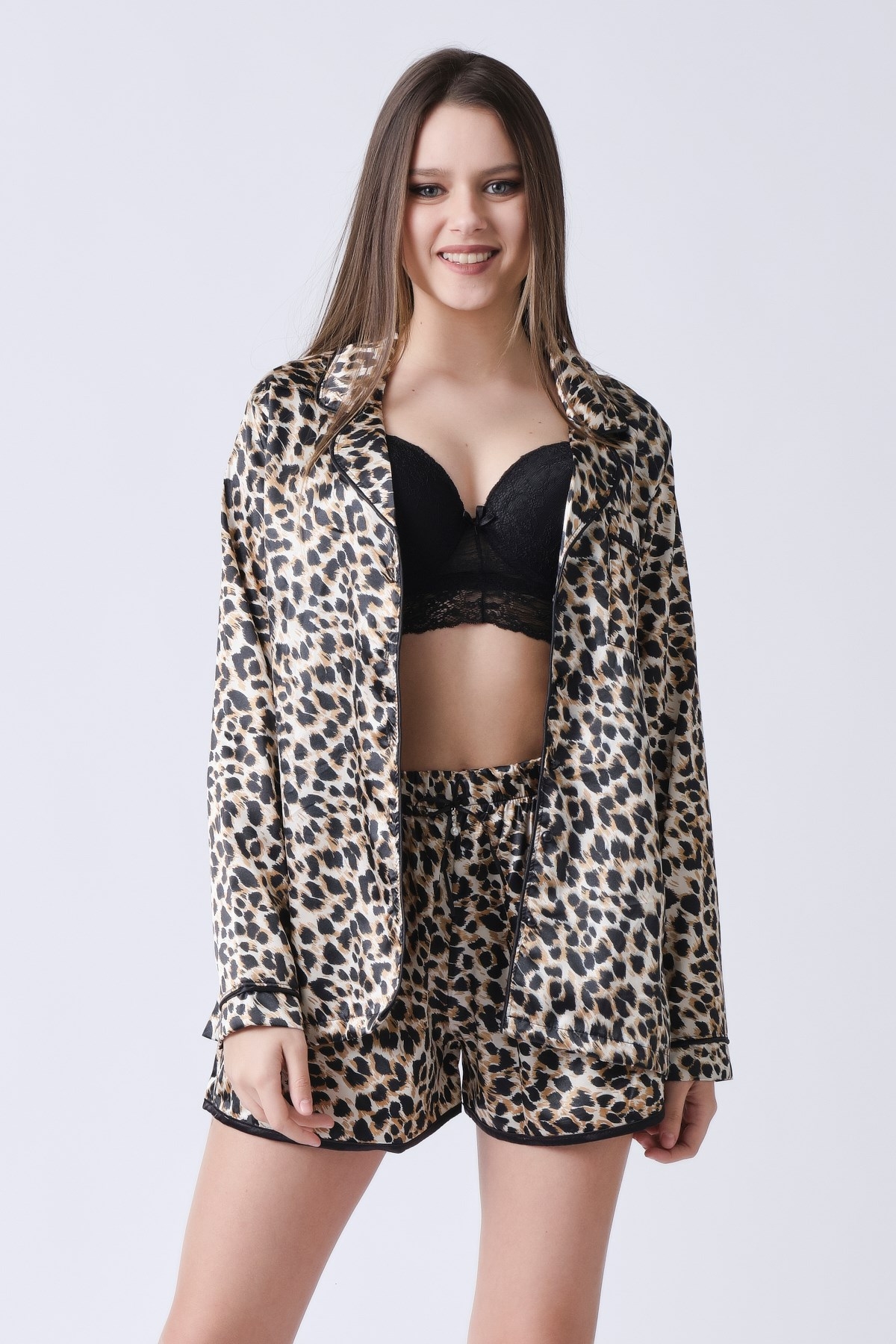 C&City Leopar Kadın Yakalı Gömlek Leopar