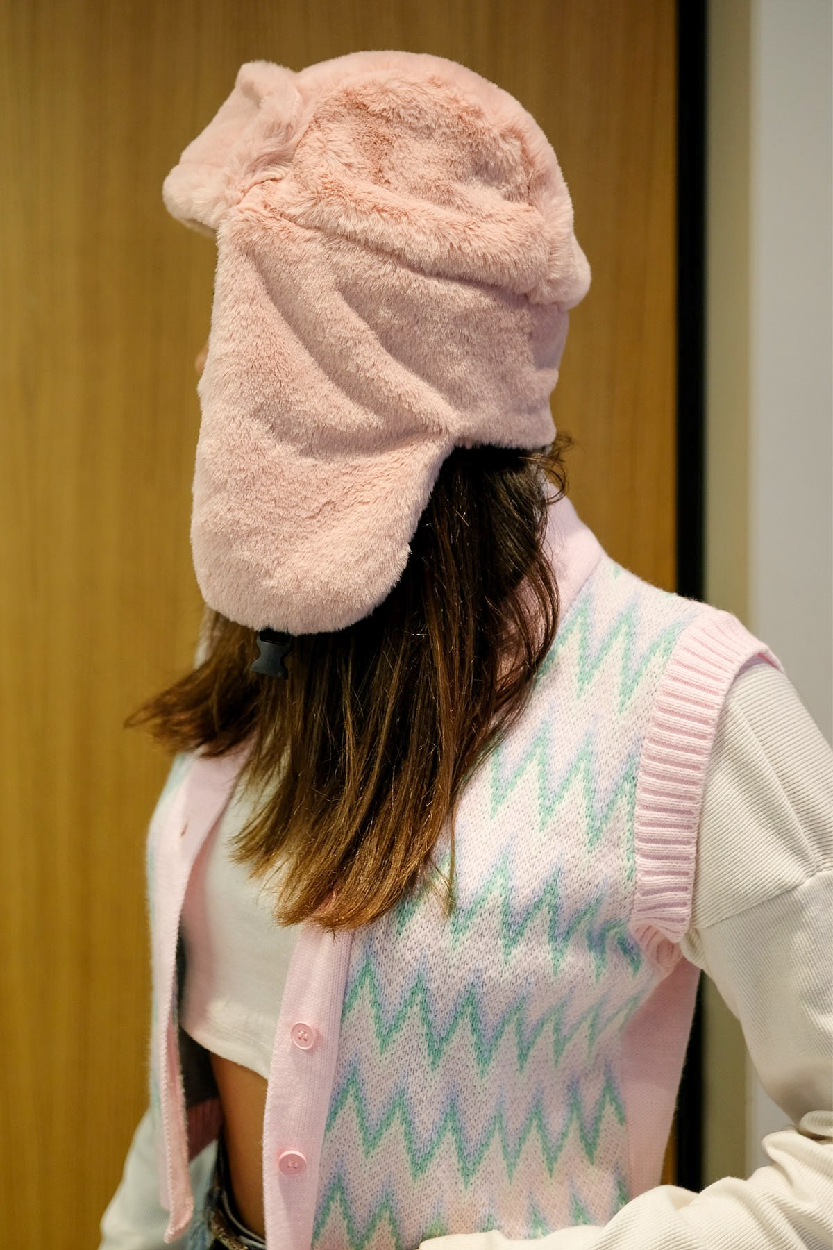 C&City Peluş Trapper Şapka 8002 Gül Kurusu