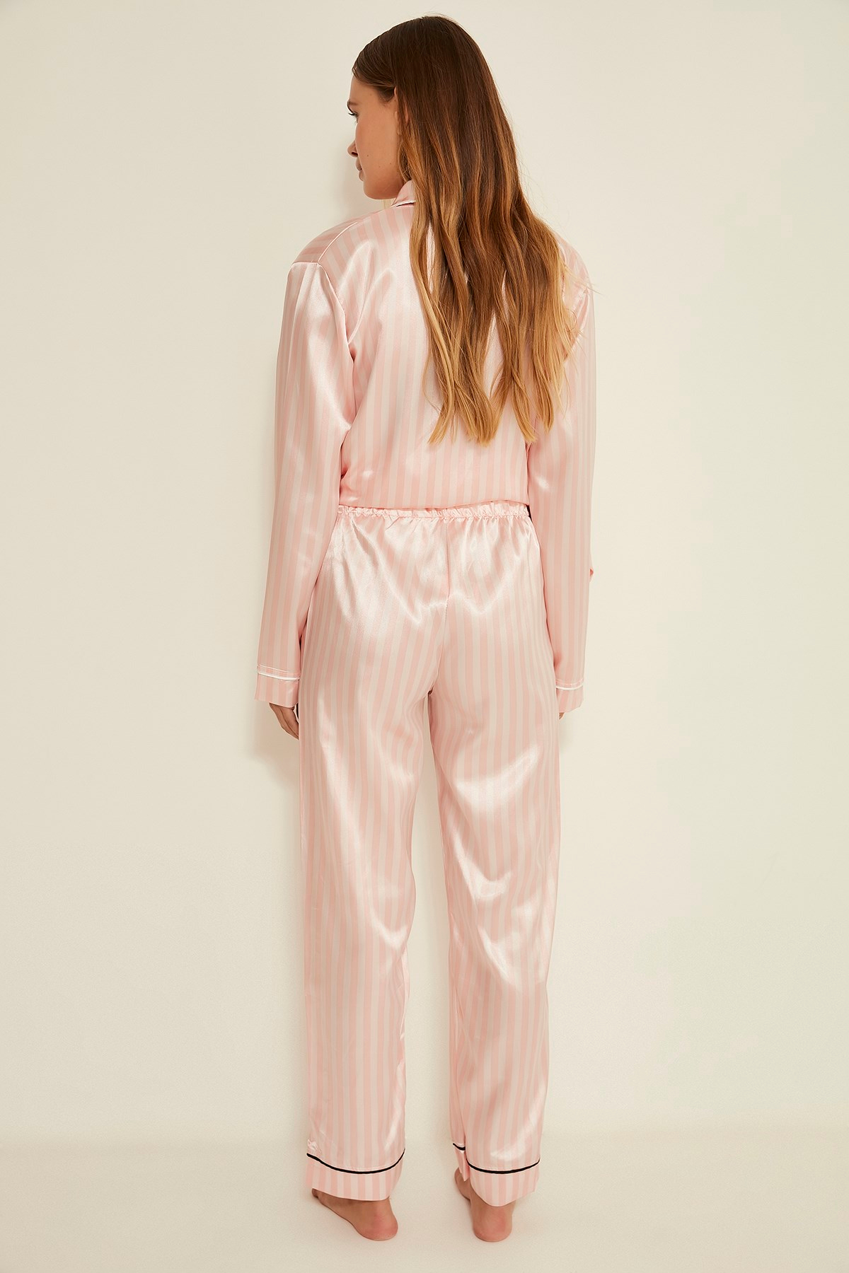 C&City Ruby Bristol Kadın Saten Pijama Alt Pembe/Ekru