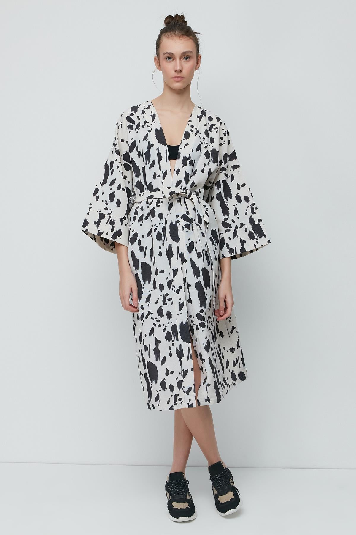 C&City Şortlu Kimono Takım 9069 Ekru/Dalmaçyalı
