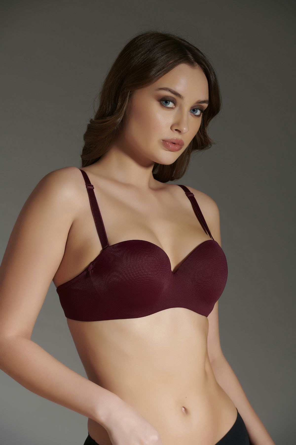 C&City Straplez Destekli Push Up Sütyen C16025 Bordo