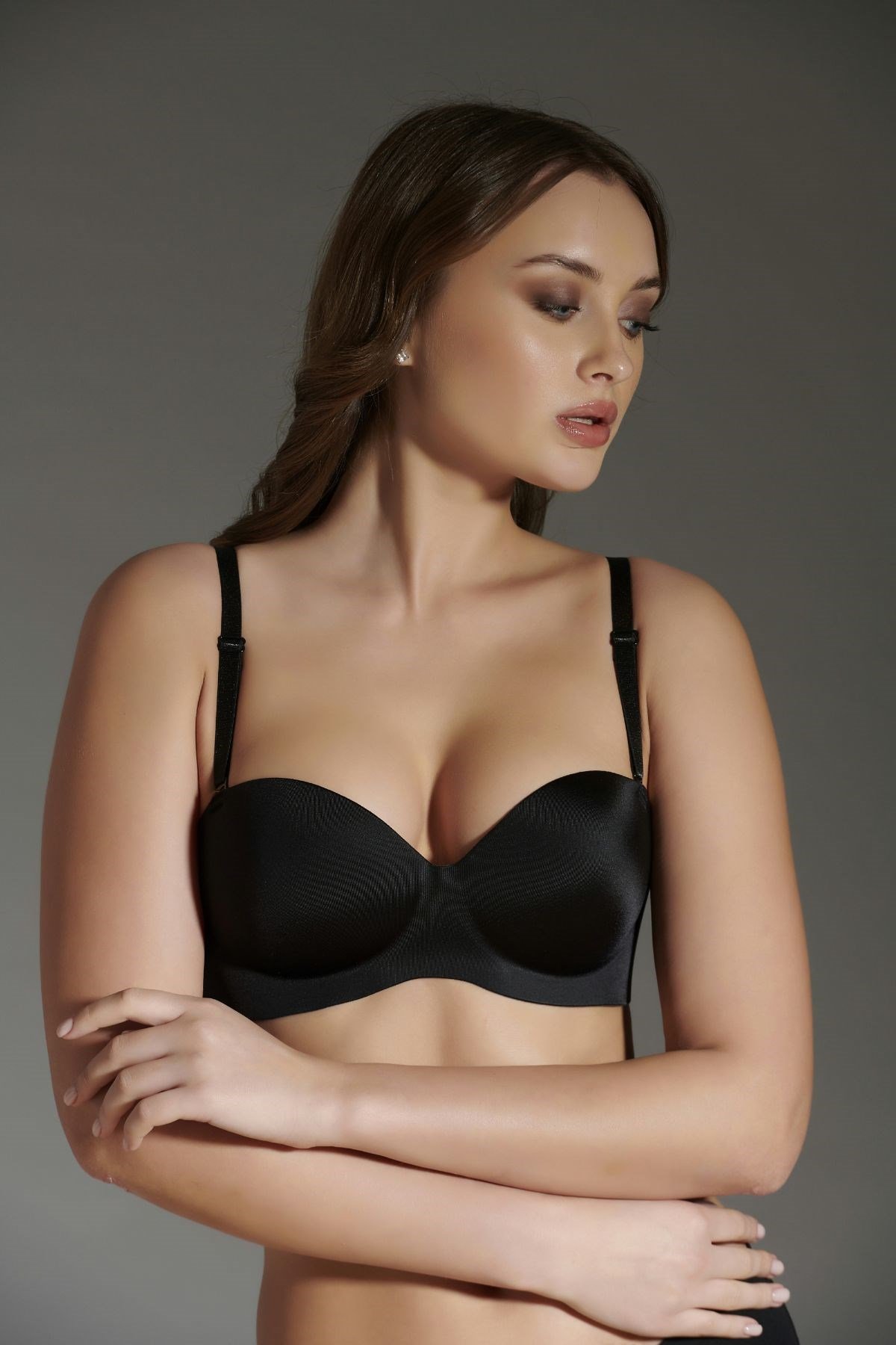 C&City Straplez Desteksiz Lazer Kesim Sütyen C16050 Siyah