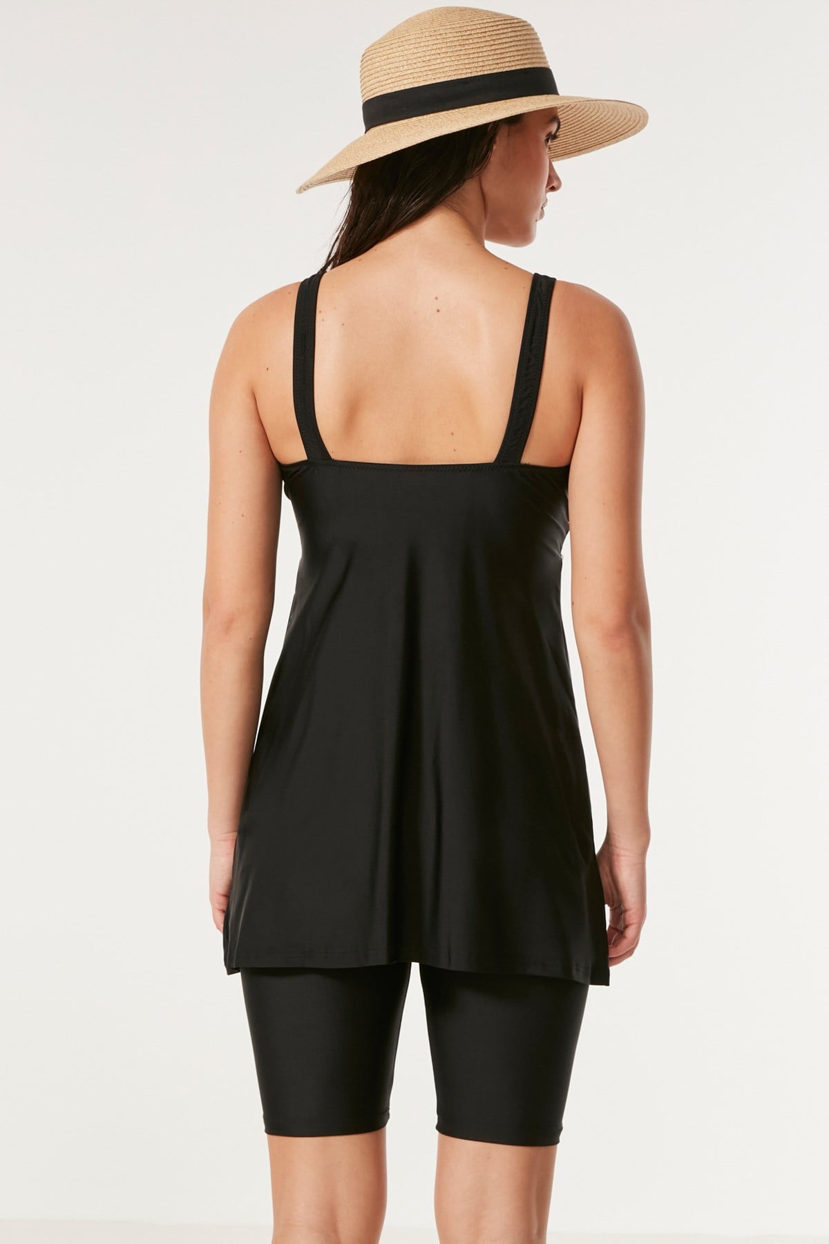 C&City Taytlı Elbise Mayo 7481 Siyah