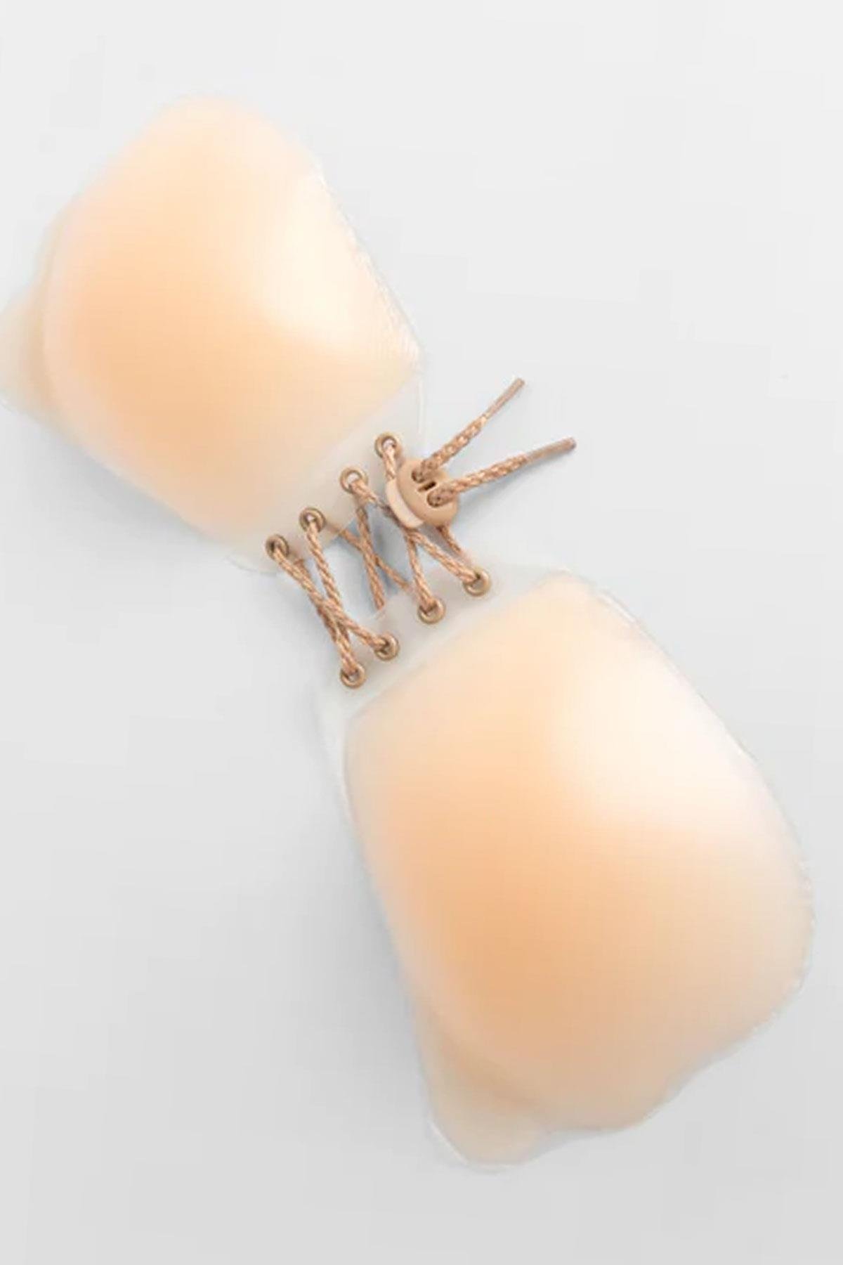 C&City Toparlayıcı Önden İpli Yapışkanlı Silikon Sütyen 7233 Ten