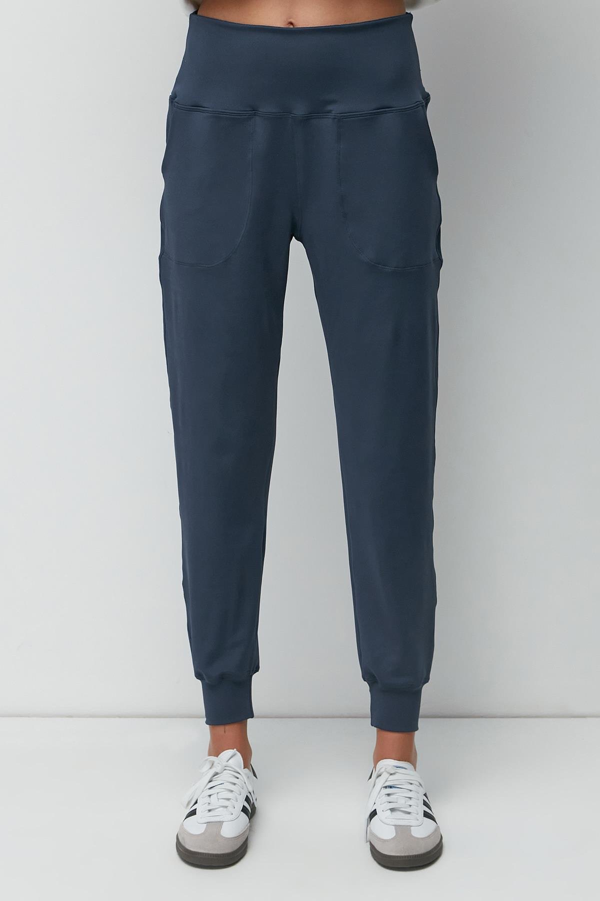 C&City Yüksek Bel Manşetli Paça Jogger Eşofman Altı 811 İndigo