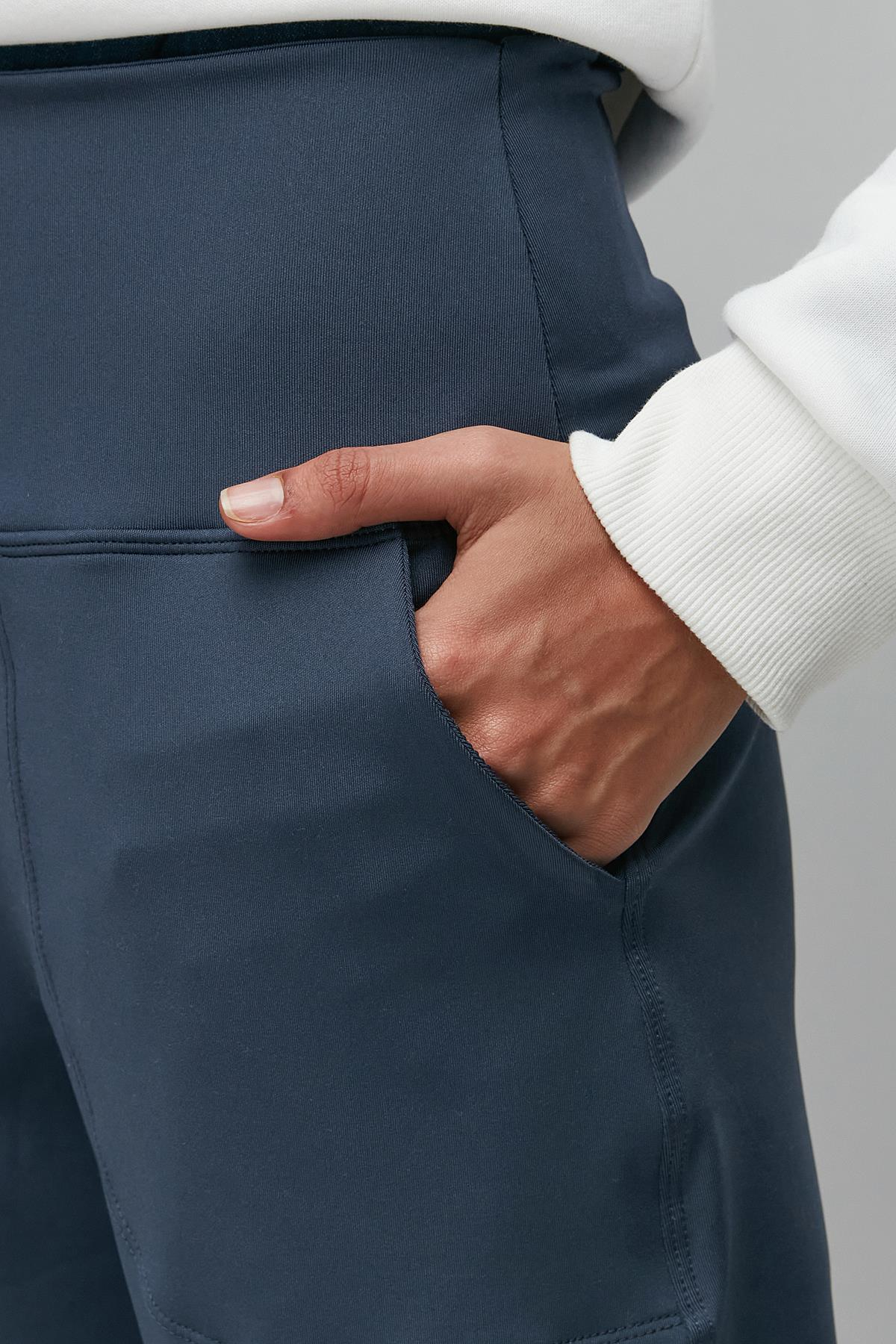 C&City Yüksek Bel Manşetli Paça Jogger Eşofman Altı 811 İndigo