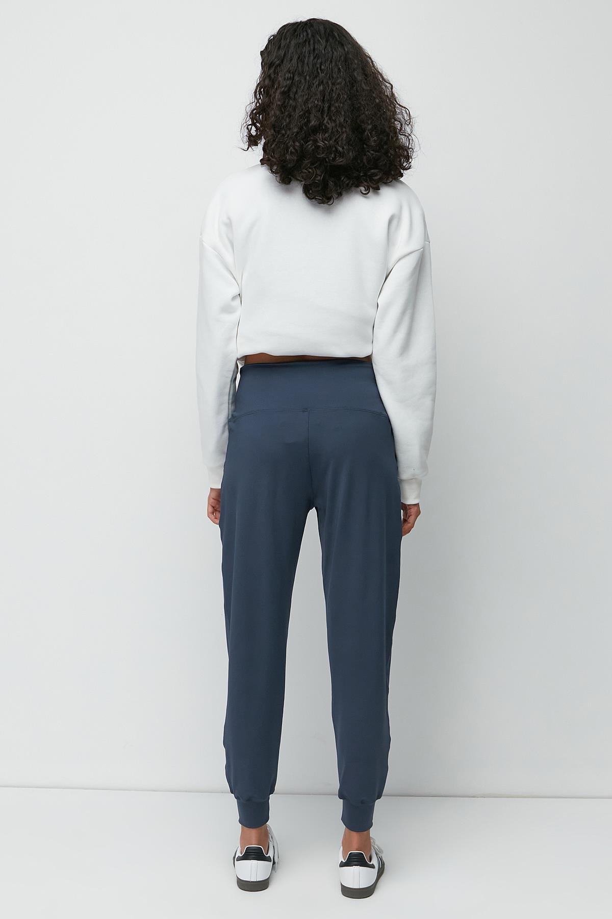 C&City Yüksek Bel Manşetli Paça Jogger Eşofman Altı 811 İndigo