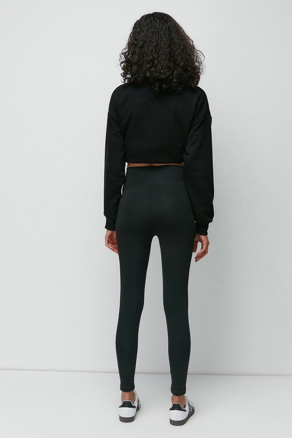 C&City Yüksek Bel Uzun Spor Tayt 9404 Siyah