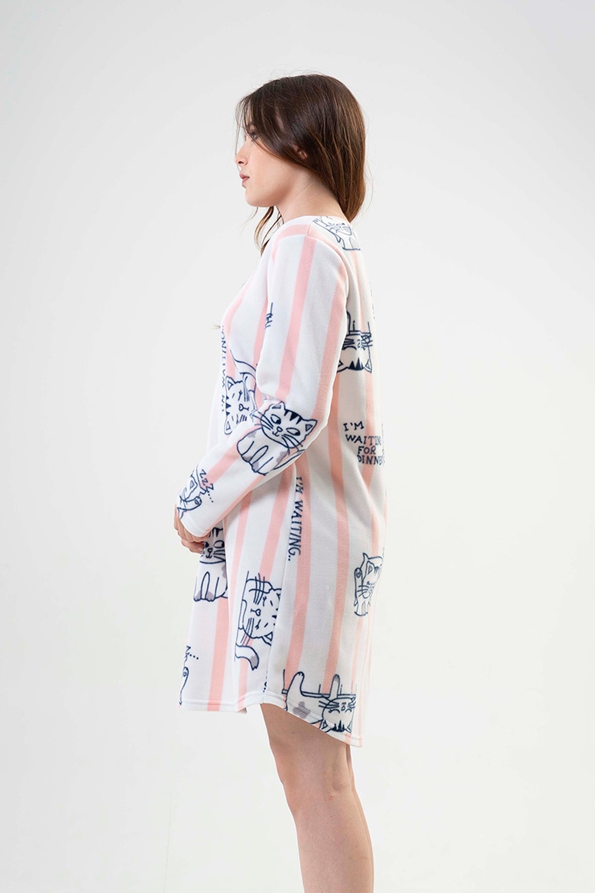 C&City Yumuşak Dokulu Kedi Desenli Polar Tunik 2031820221 Toz Pembe Toz Pembe