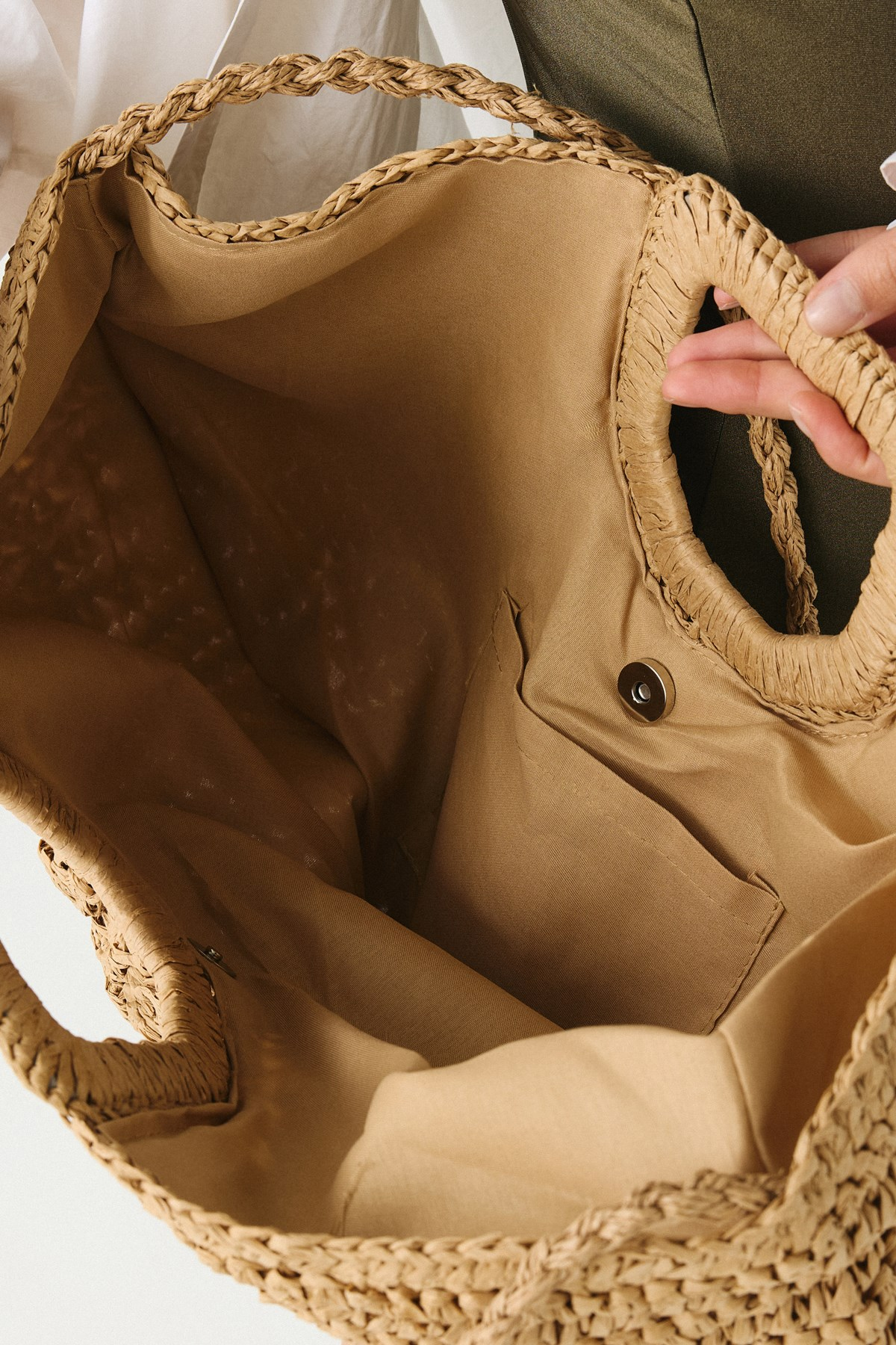 Çift Askılı Hasır Çanta Y9229 Camel