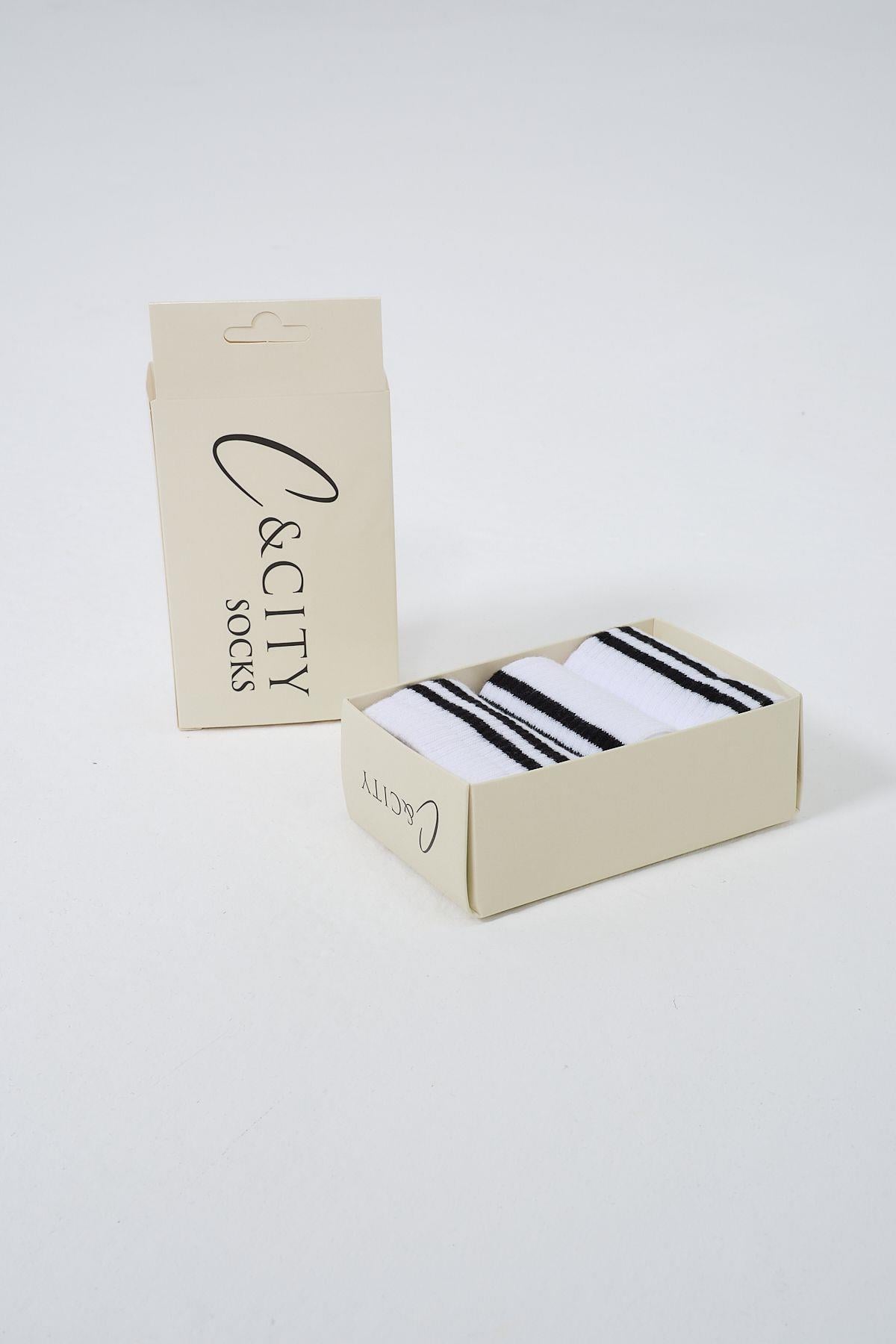 Striped Short 3-Pair Sock Set