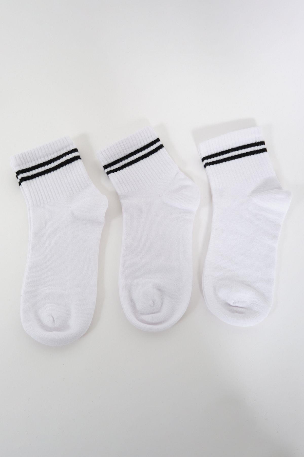 Striped Short 3-Pair Sock Set