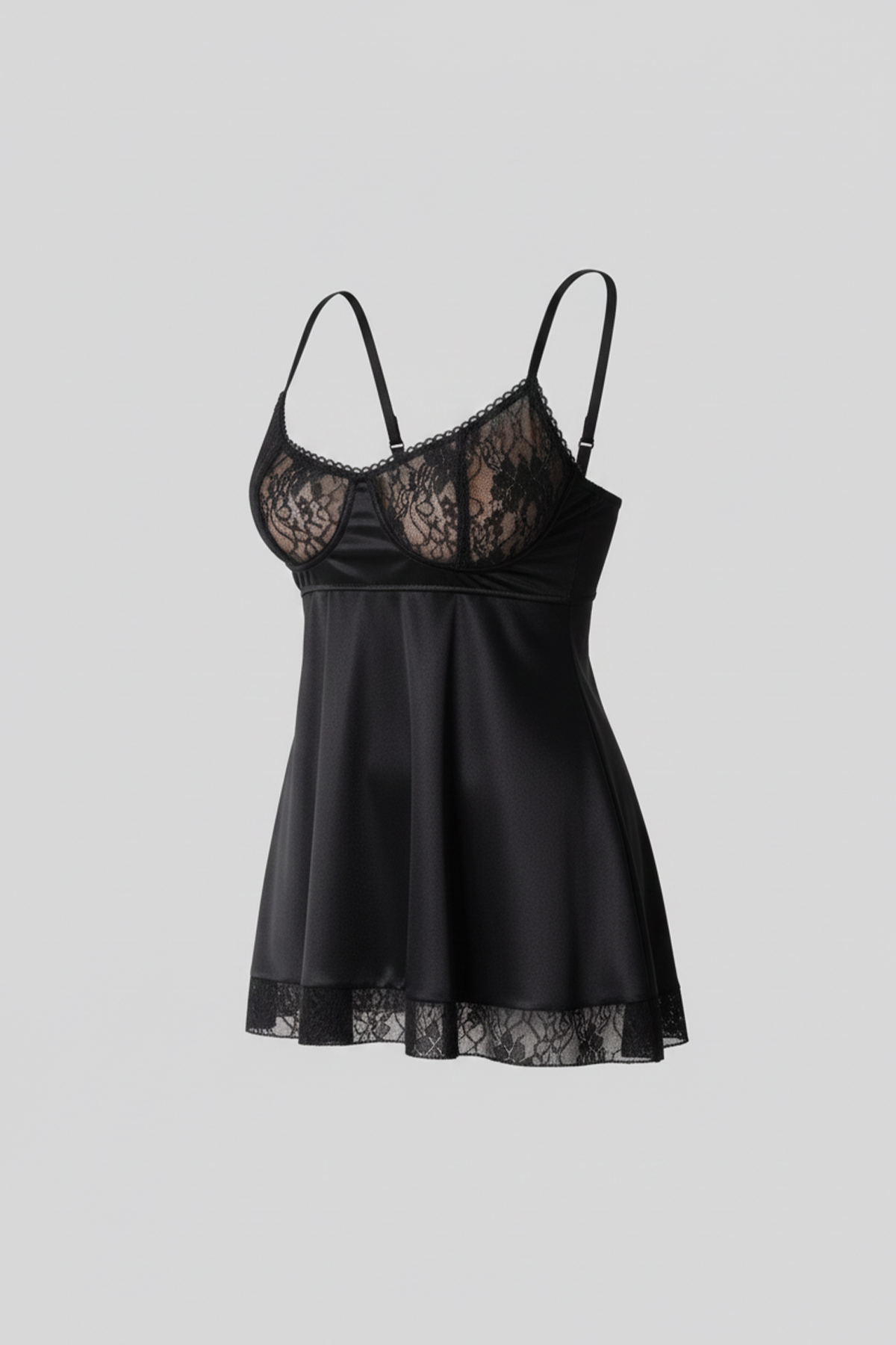 Dantel Detay Babydoll Siyah