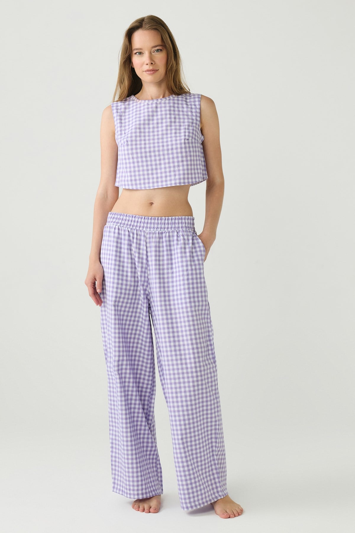DayJamas Pötikare Crop Pantolon Takım Lila