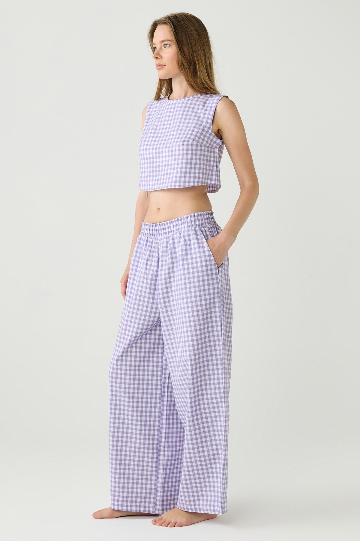 DayJamas Pötikare Crop Pantolon Takım Lila