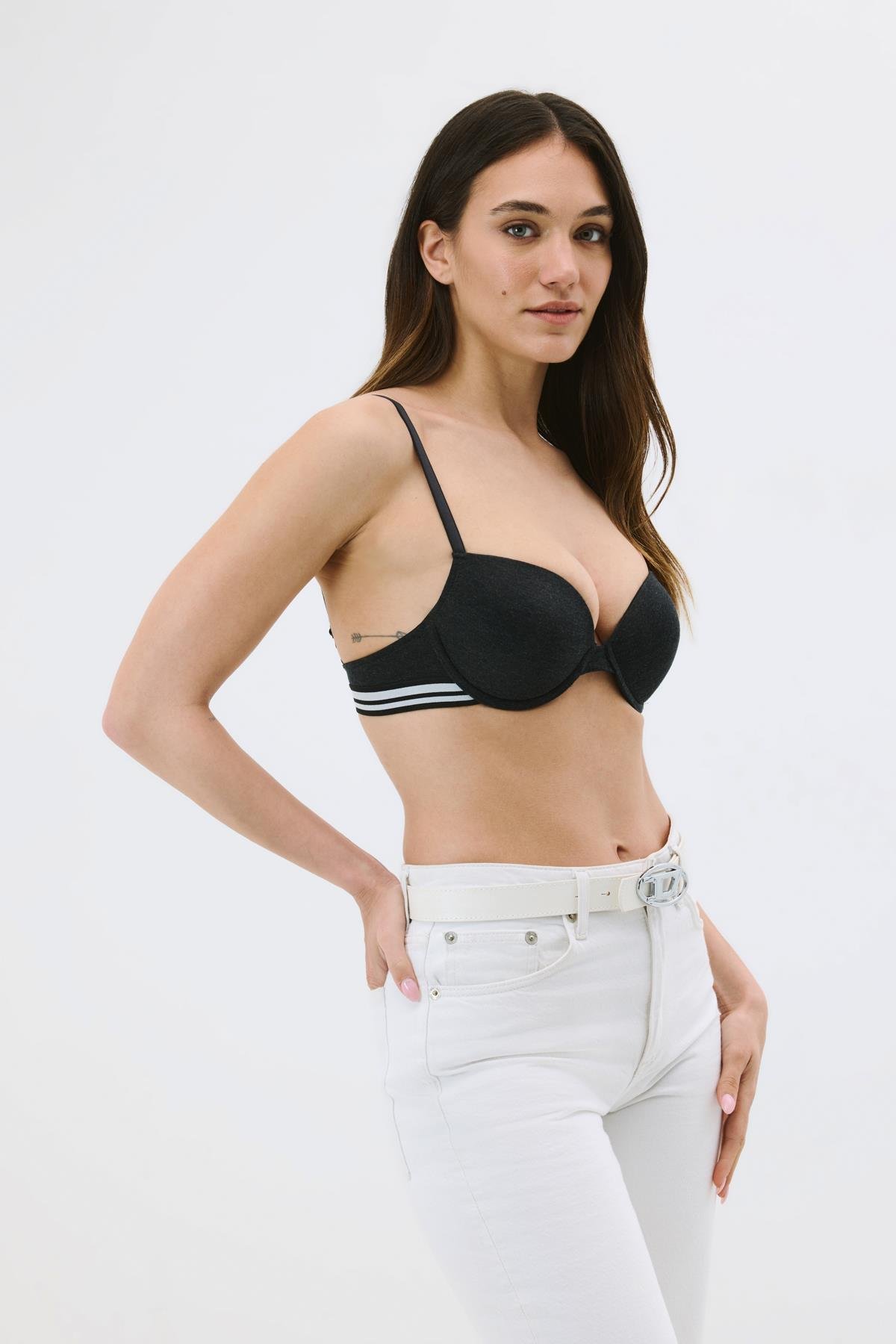 Desteksiz Penye Sütyen C15116 Antrasit