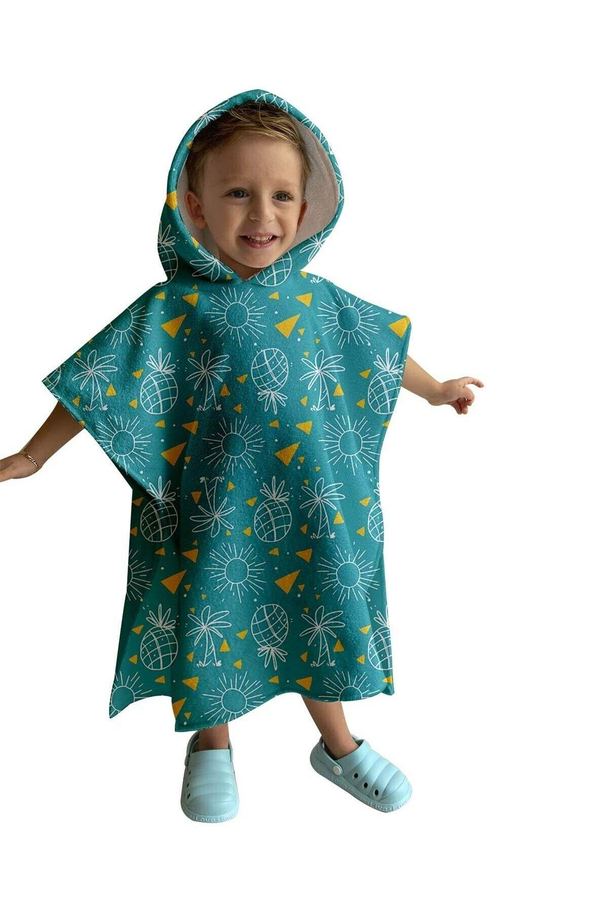 Dijital Baskılı Çocuk Panço C1701 Mint