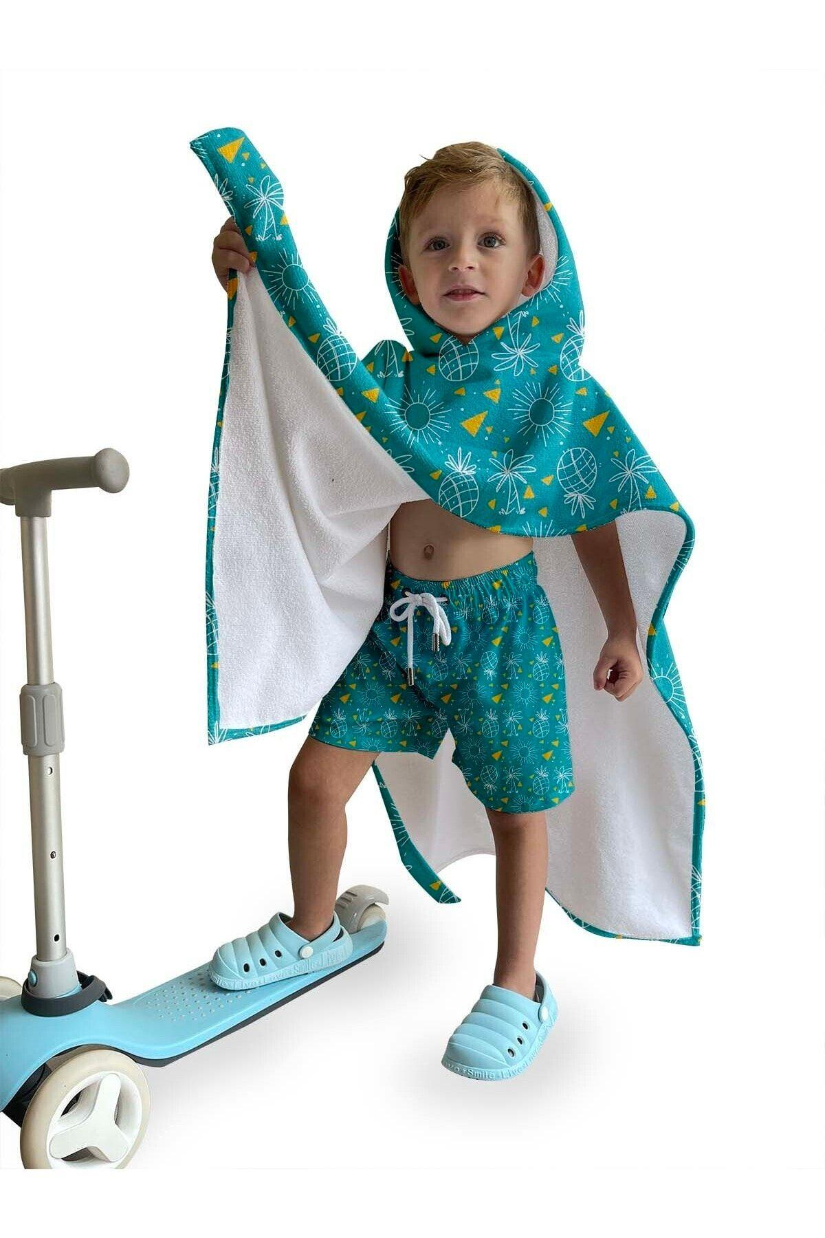 Dijital Baskılı Çocuk Panço C1701 Mint