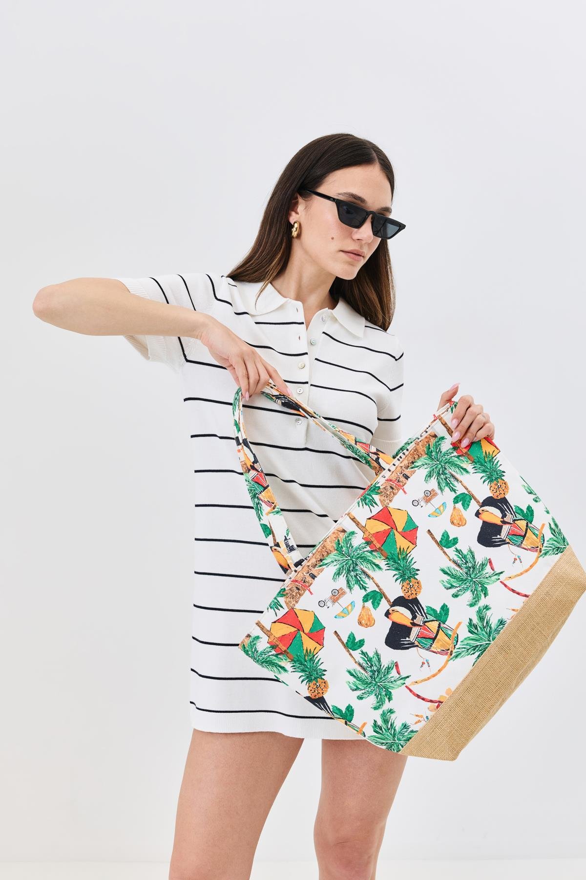 Dijital Baskılı Plaj Çantası Y8670-26 K-07