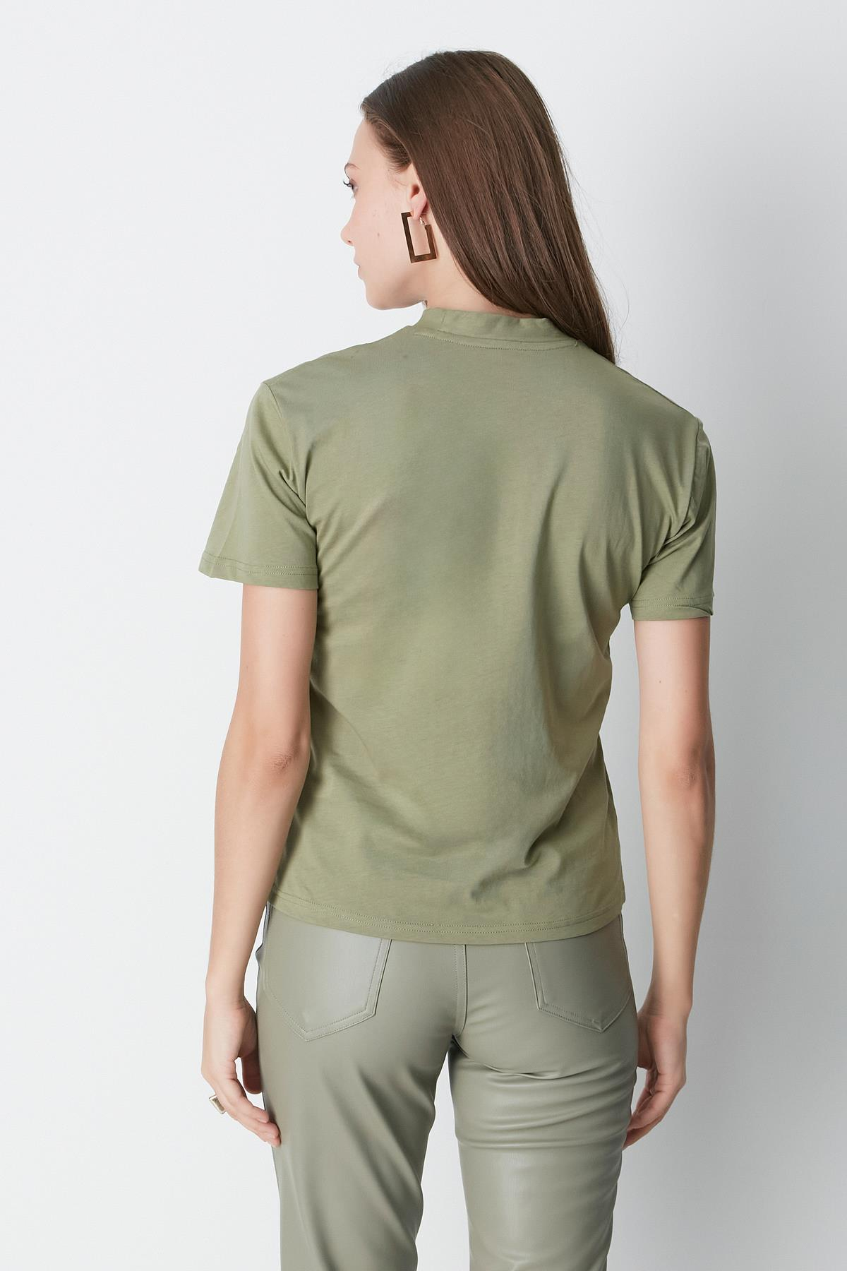 Dik Yaka Kısa Kol 2'li Basic T-Shirt 957 Haki/Kiremit