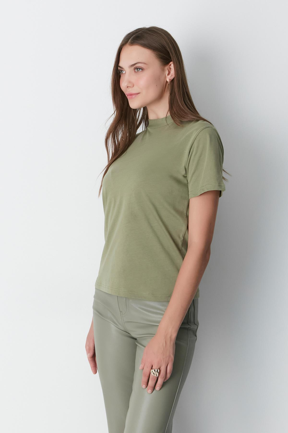 Dik Yaka Kısa Kol 2'li Basic T-Shirt 957 Haki/Kiremit