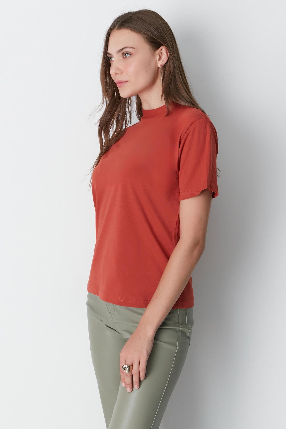 Dik Yaka Kısa Kol 2'li Basic T-Shirt 957 Haki/Kiremit