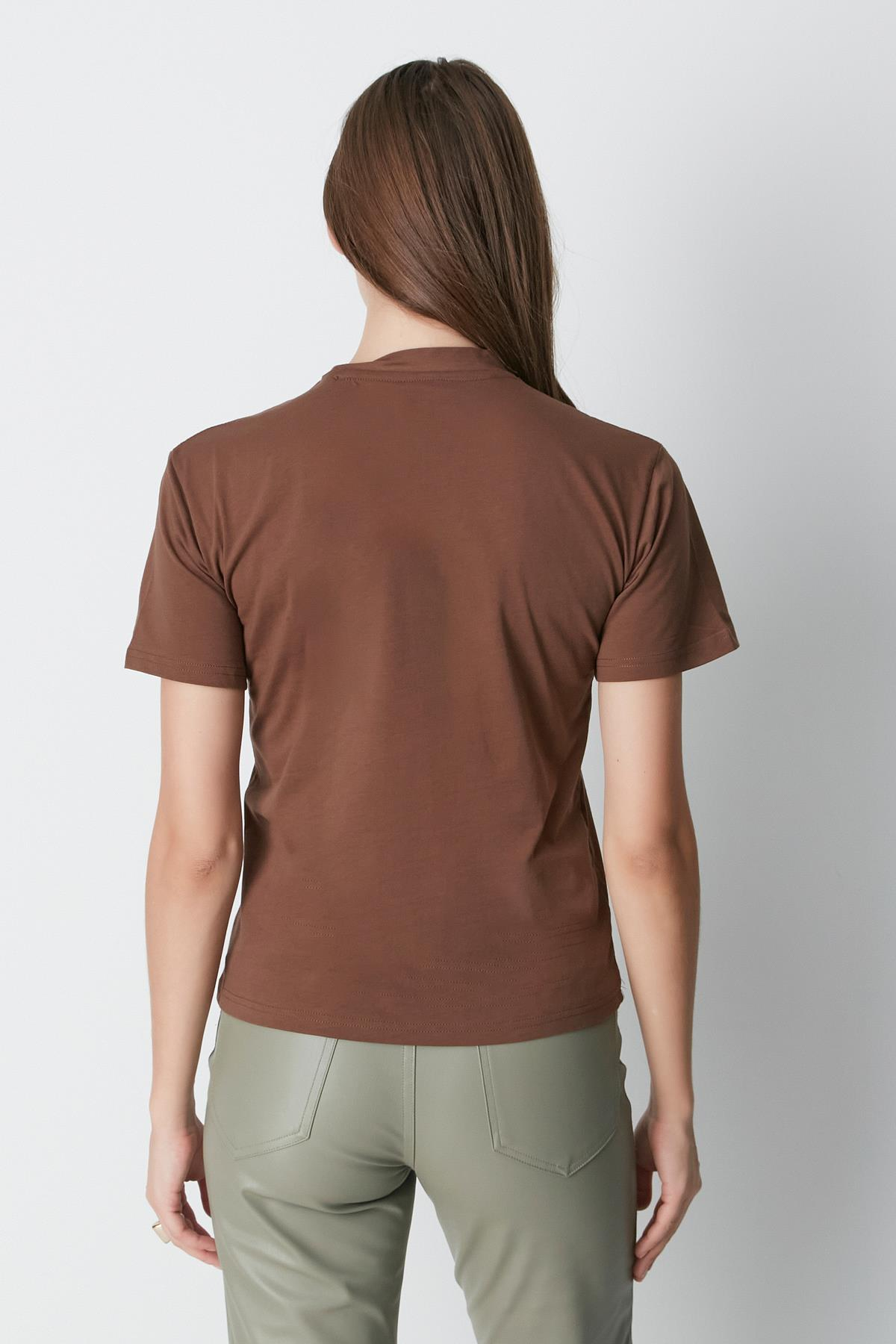 Dik Yaka Kısa Kol 2'li Basic T-Shirt 957 Bej/Kahverengi