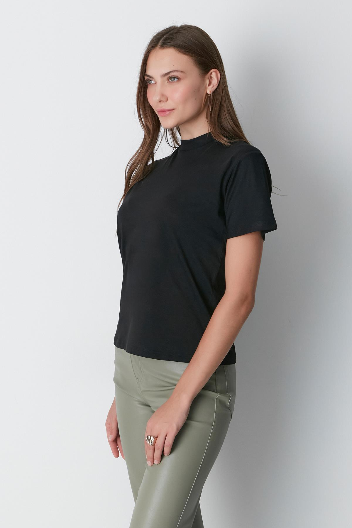 Dik Yaka Kısa Kol 2'li Basic T-Shirt 957 Siyah