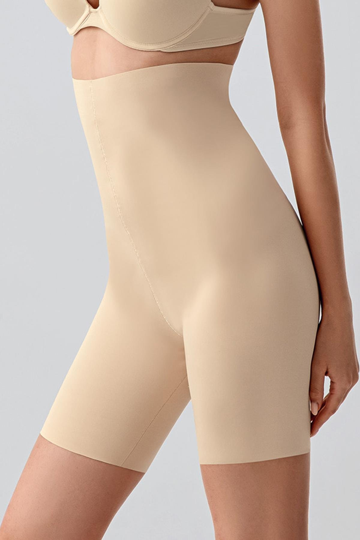 Dikişsiz Toparlayıcı Ultra Yüksek Bel Lazer Kesim Şortlu Korse C19210 Ten