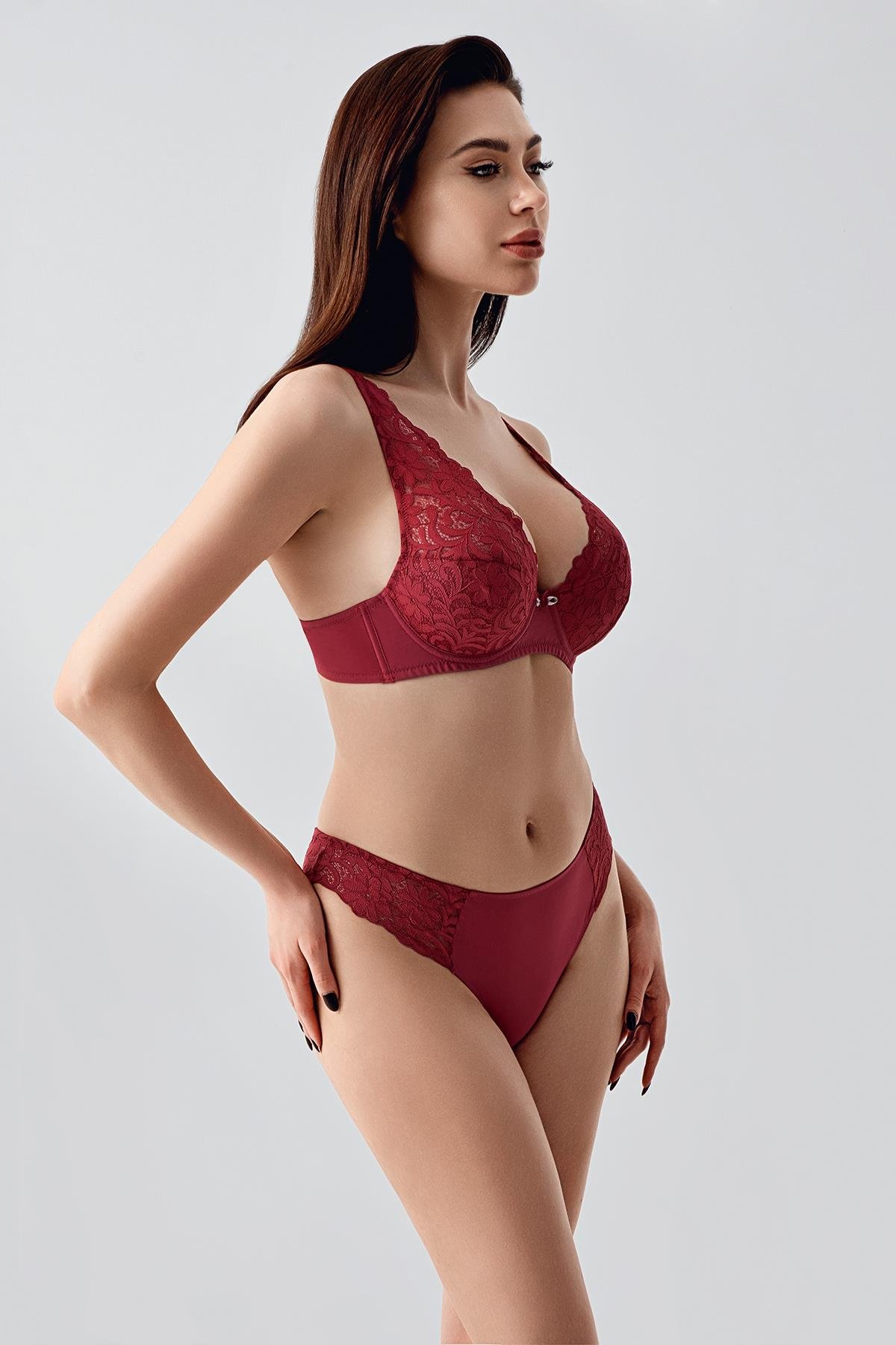 Dolgusuz Sütyen Takım C14156 Bordo
