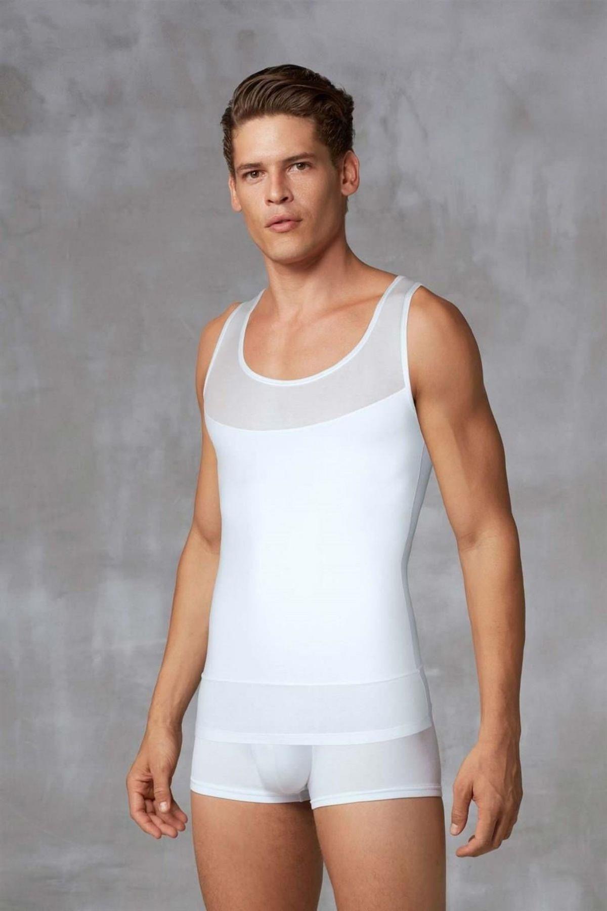 Doreanse Erkek Büyük Beden Vücut Şekillendirici Atlet Korse 5965P Beyaz