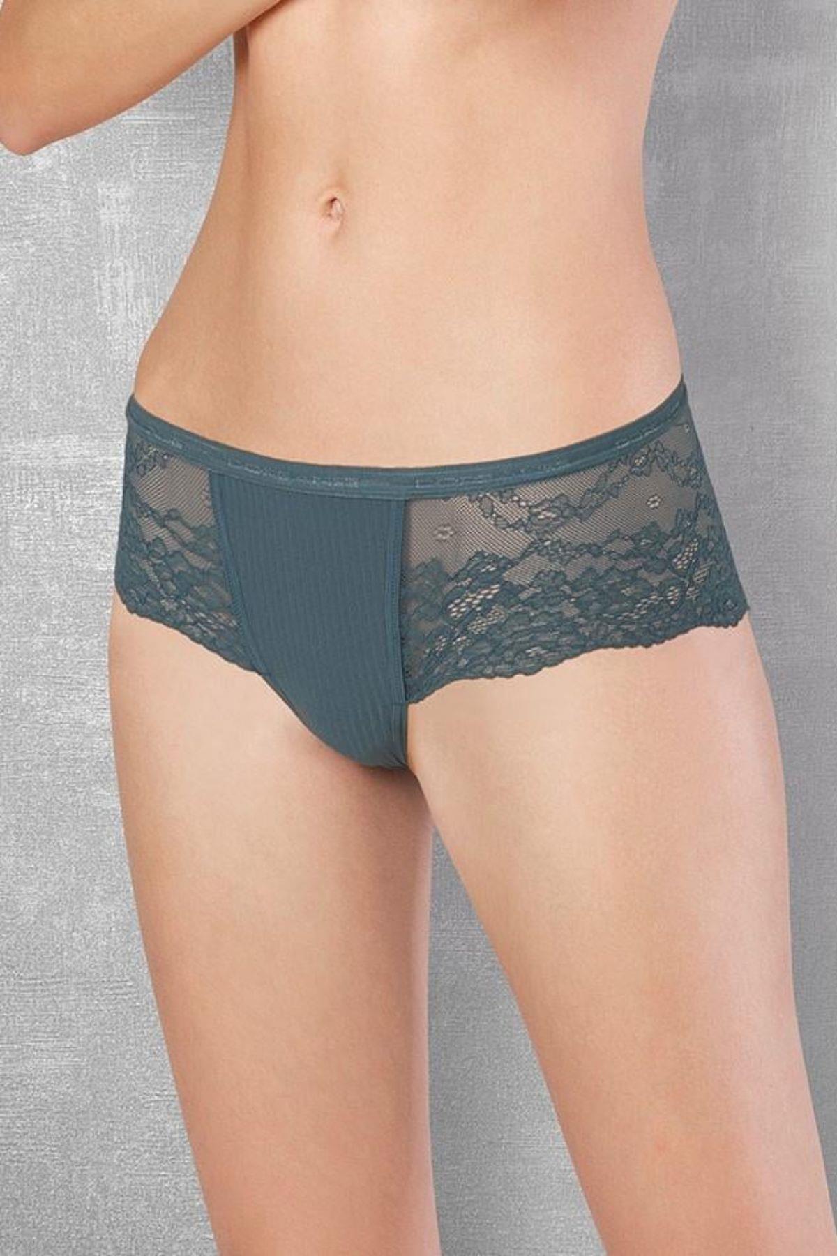 Doreanse Kadın Dantelli Brazillian Slip Külot 7142 Siyah