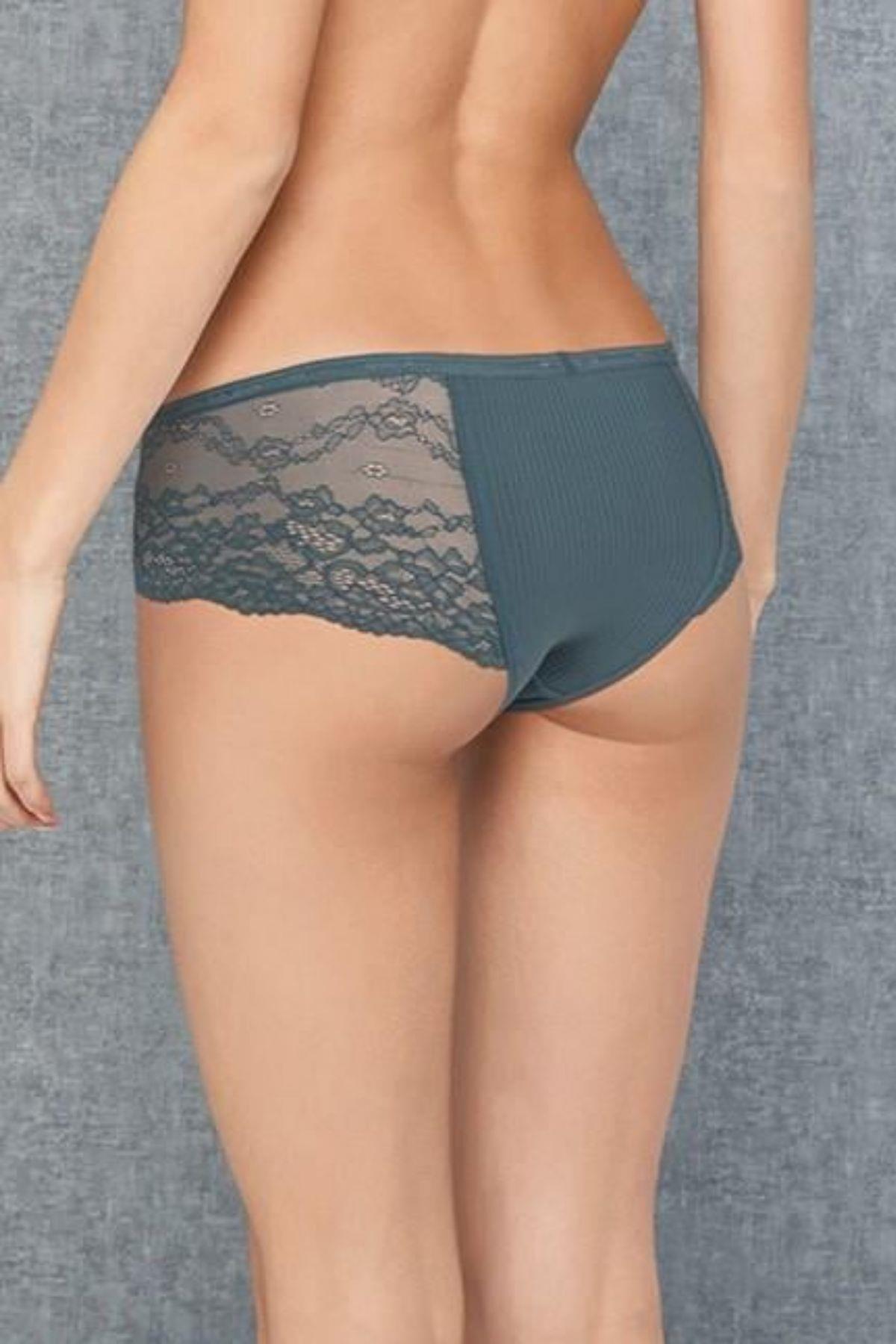 Doreanse Kadın Dantelli Brazillian Slip Külot 7142 Siyah