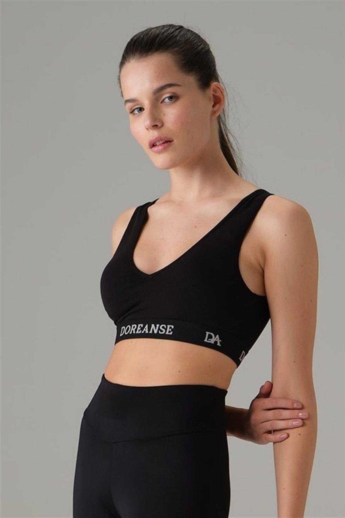 Doreanse Kadın Derin V Yaka Kaplı Spor Sütyen 5580 Ten
