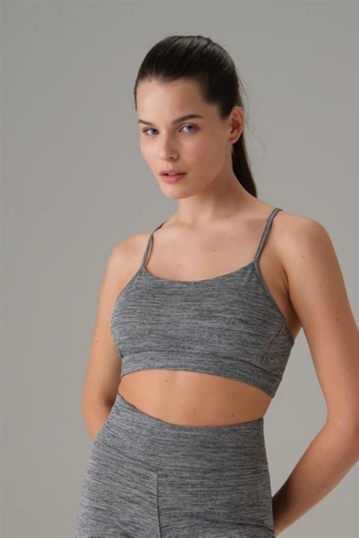 Doreanse Kadın File Detaylı Spor Sütyen 5596 Gri