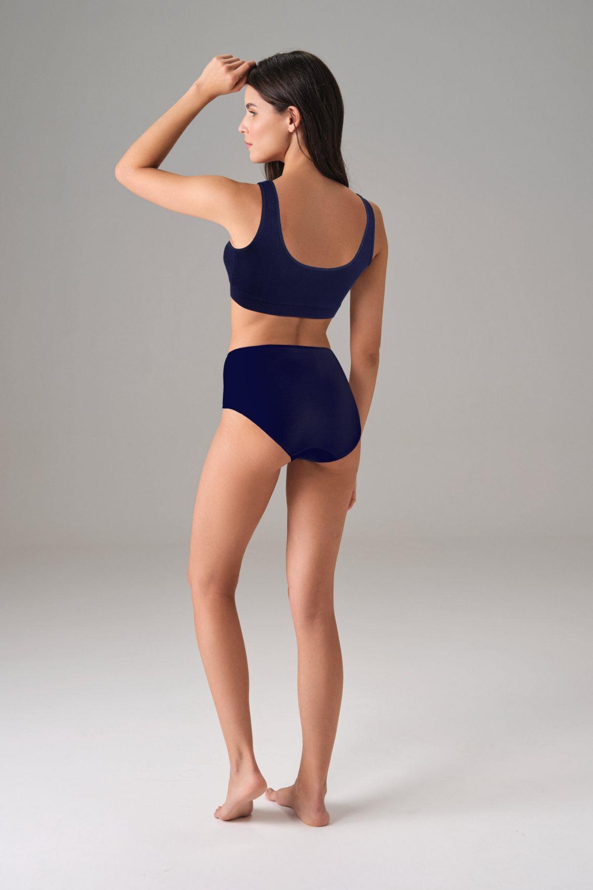 Doreanse Kadın Viskon Fitilli Kaplı Spor Sütyen 5555 Menekşe