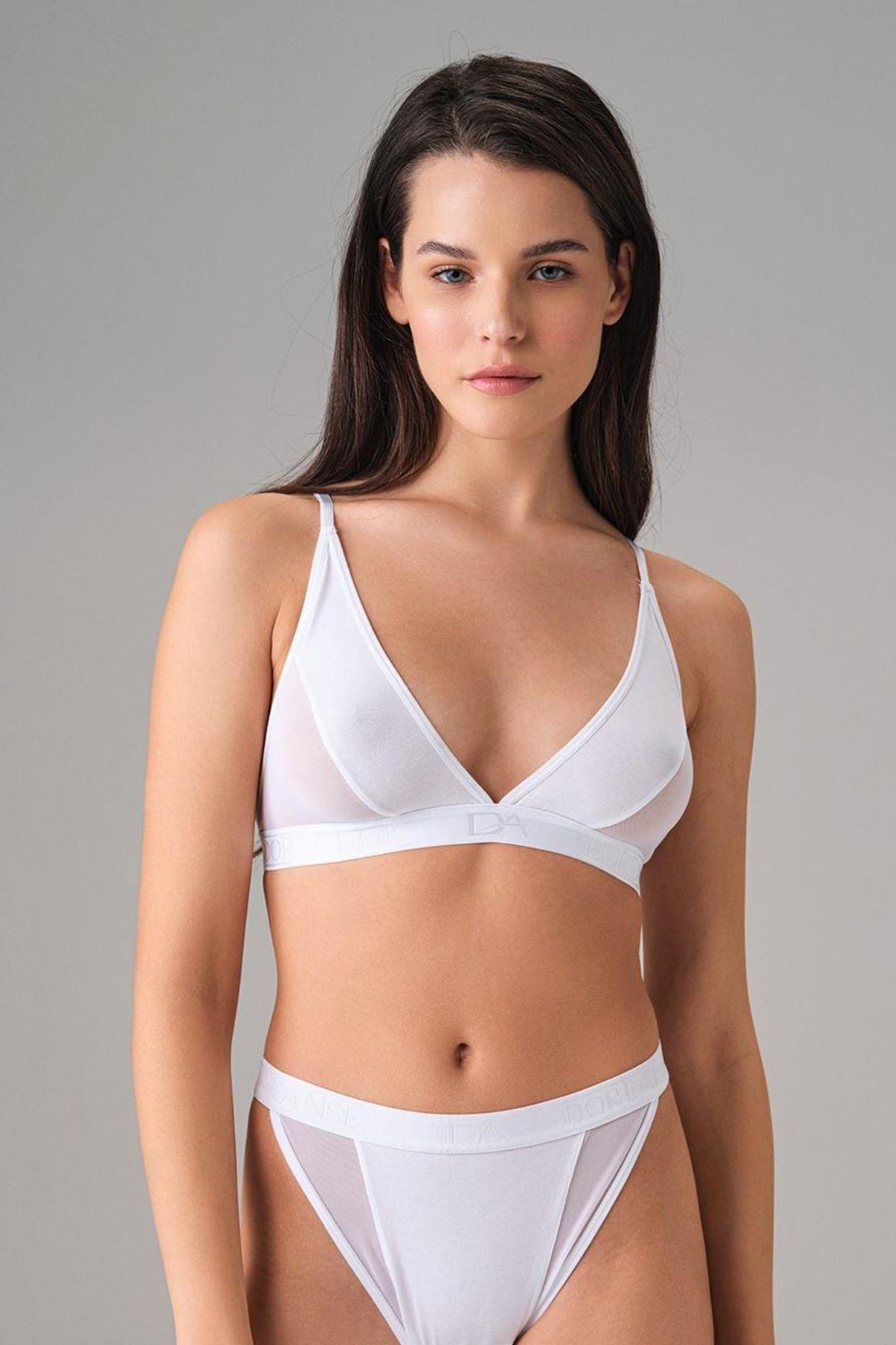 Doreanse Kadın Yarı Transparan Üçgen Sütyen 5553 Siyah