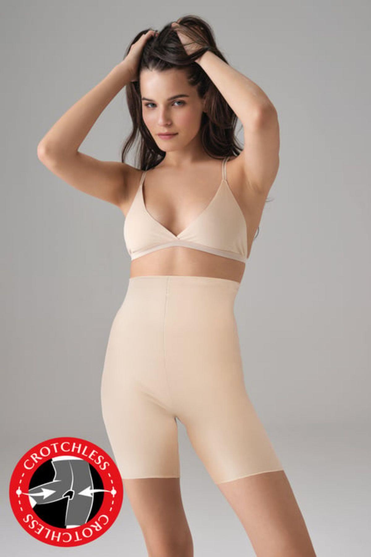 Doreanse Kadın Yüksek Bel Ağ Kısmı Açık Şort Korse 5902 Siyah